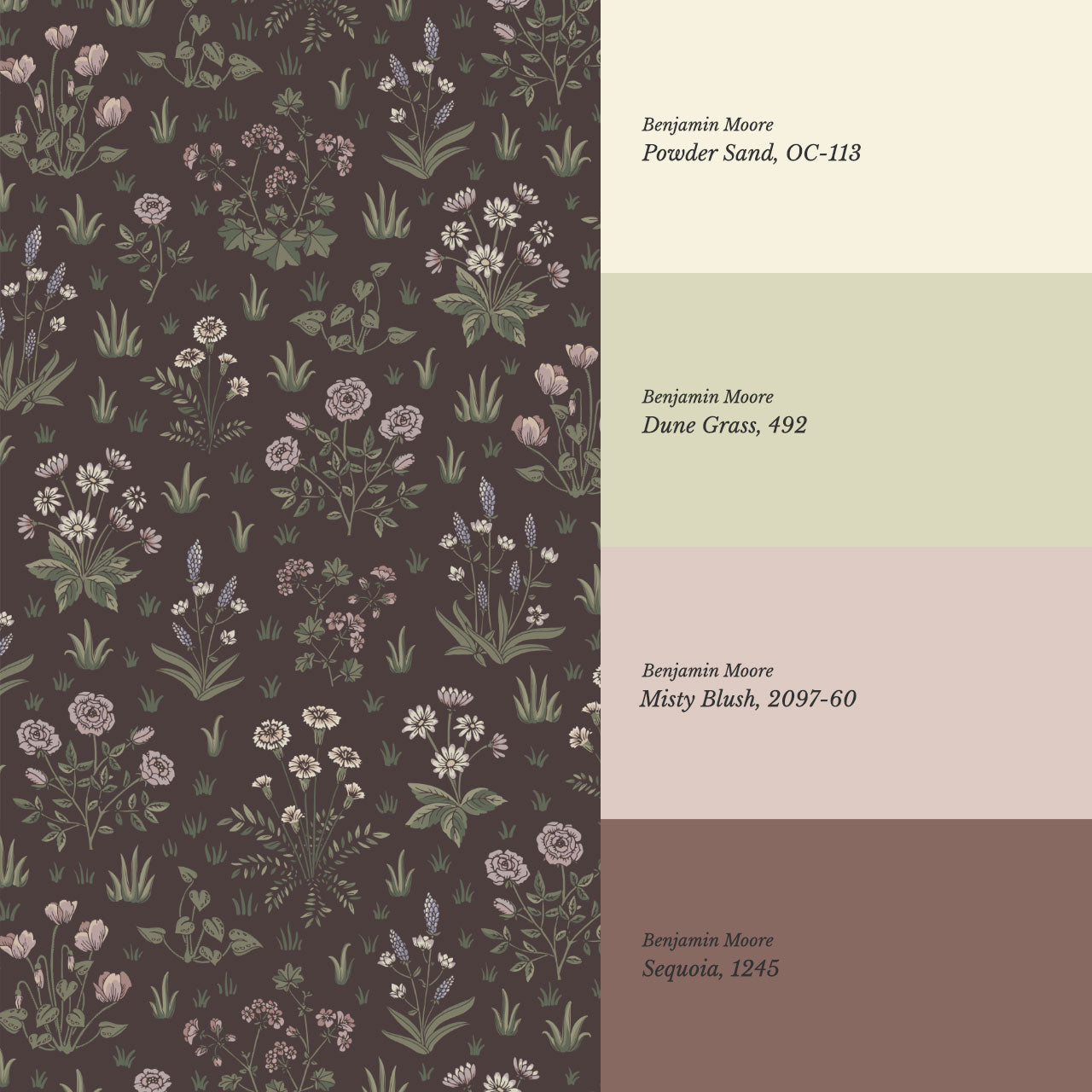 Juliet Country Garden Burgundy Wallpaper