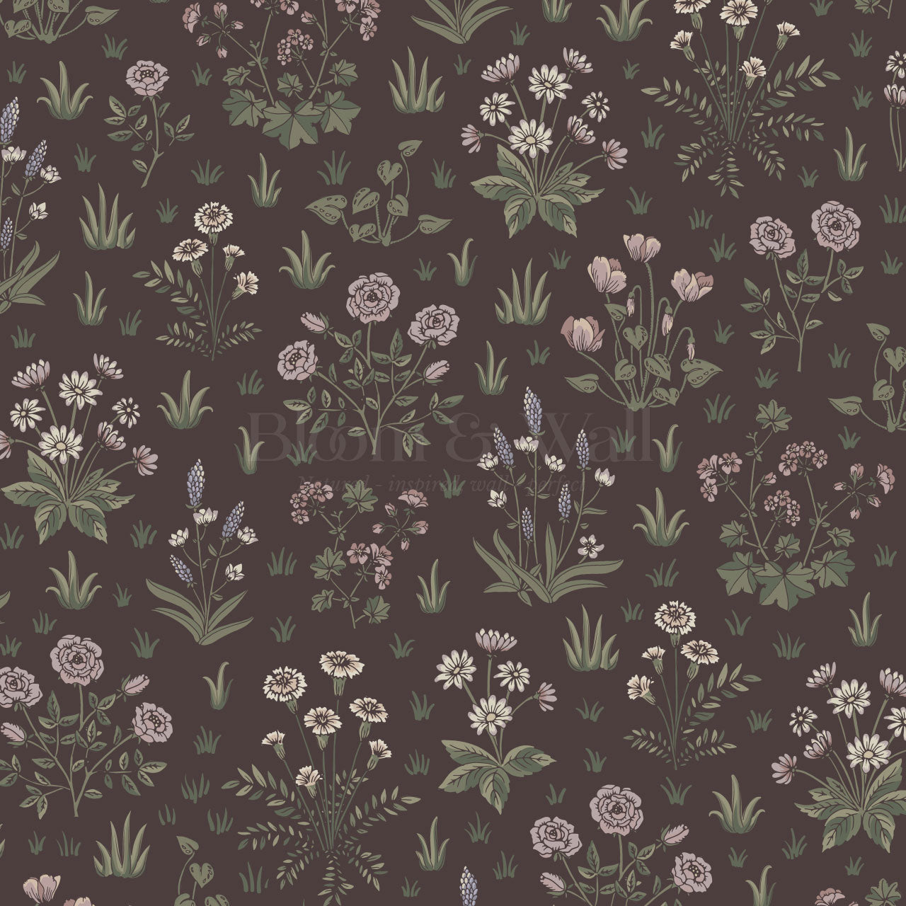 Juliet Country Garden Burgundy Wallpaper