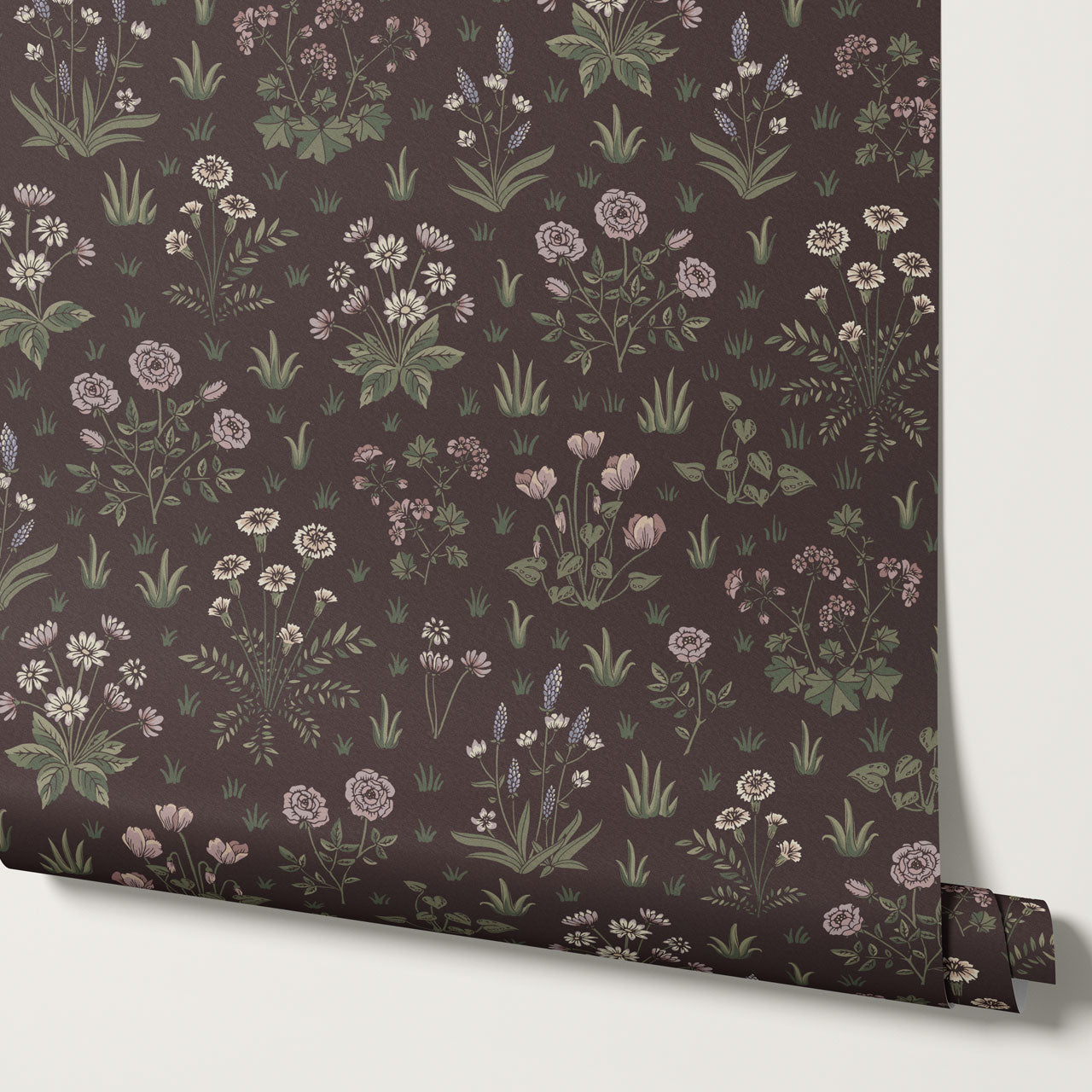 Juliet Country Garden Burgundy Wallpaper