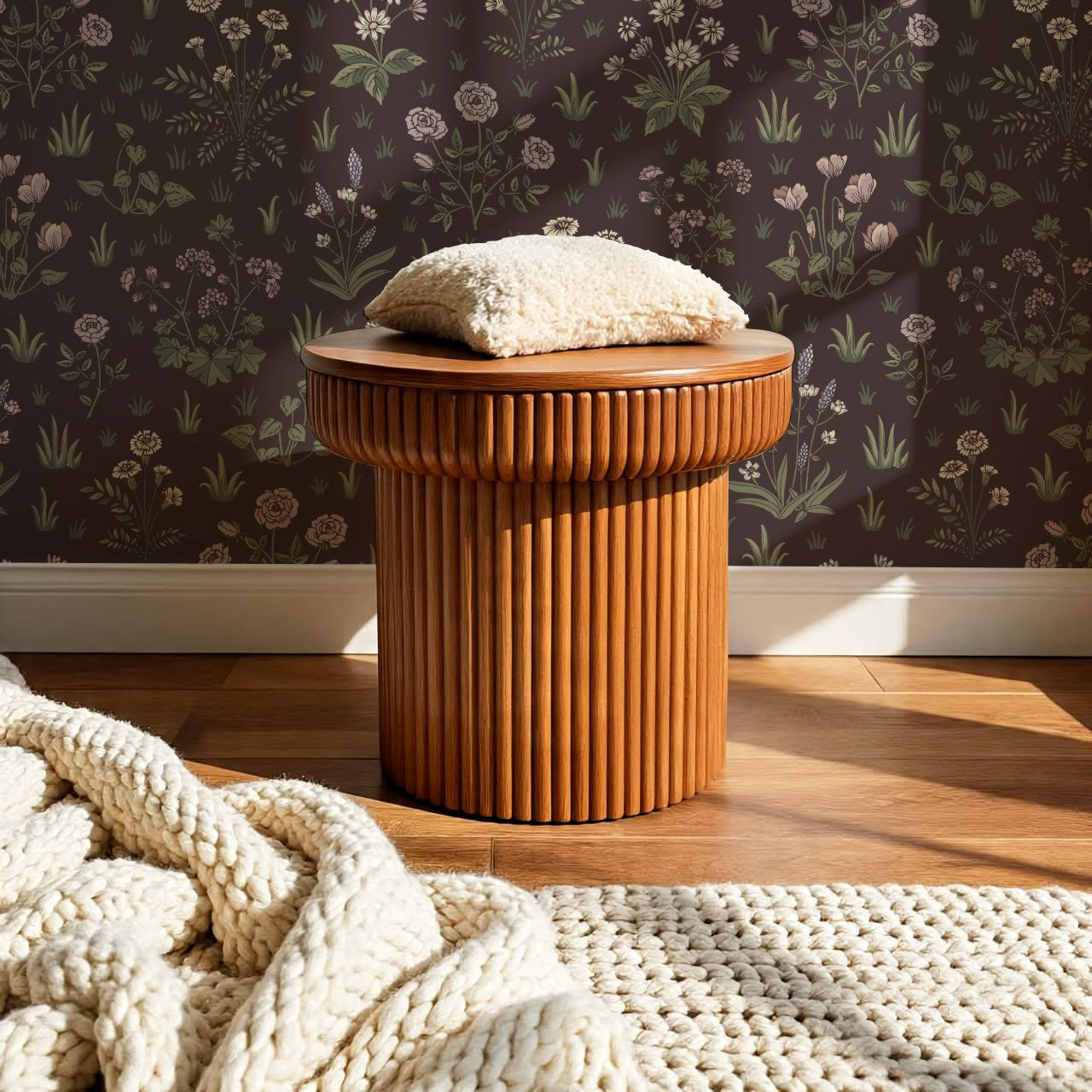 Juliet Country Garden Burgundy Wallpaper