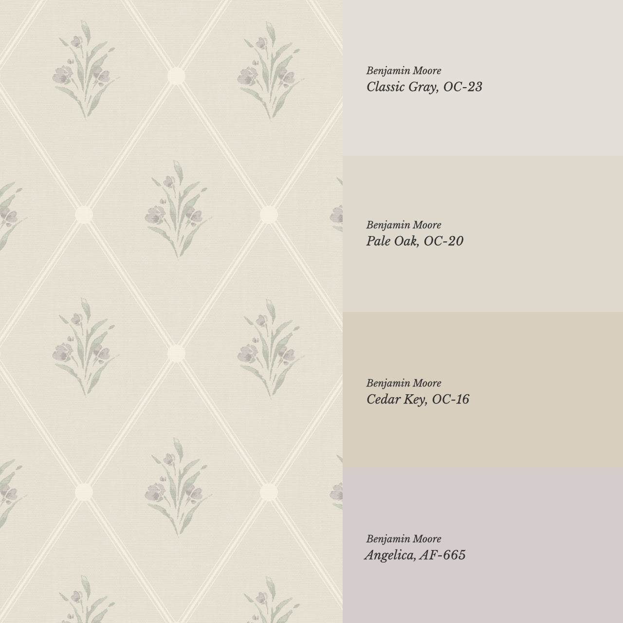 Juliette Diamond Florals Pale Plum Wallpaper