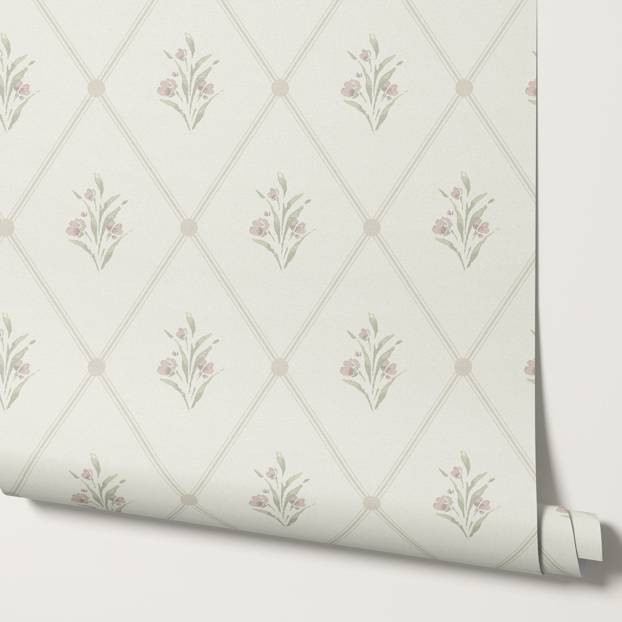 Juliette Diamond Florals Blush Pink Wallpaper
