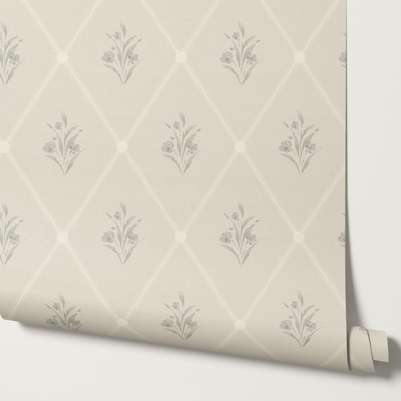 Juliette Diamond Florals Pale Plum Wallpaper