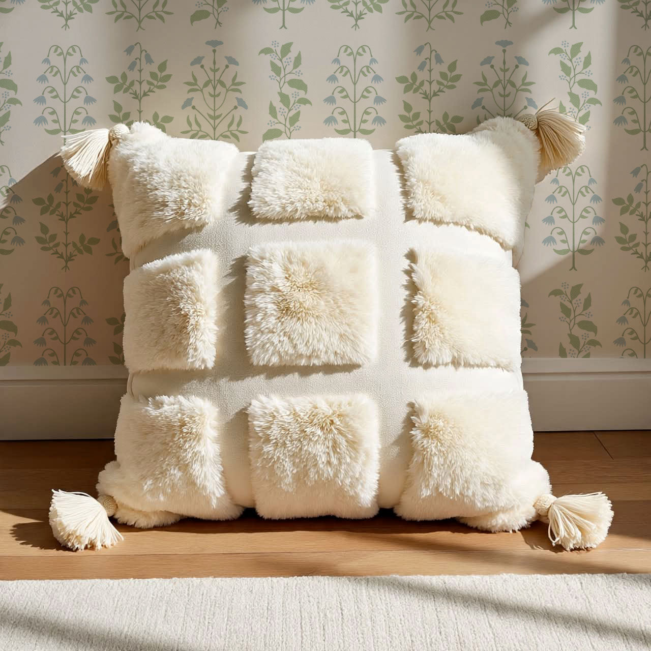 June Blue Green Floral Garden Wallpaper