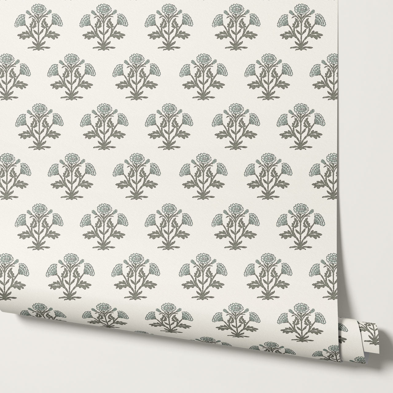 Kaia Block Marigold Pale Teal Green Wallpaper