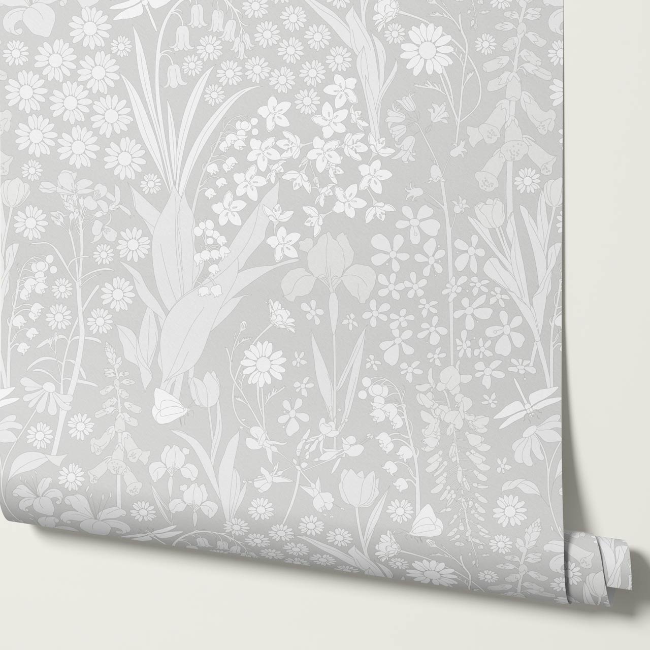 Kaira Secret Garden Light Gray Wallpaper