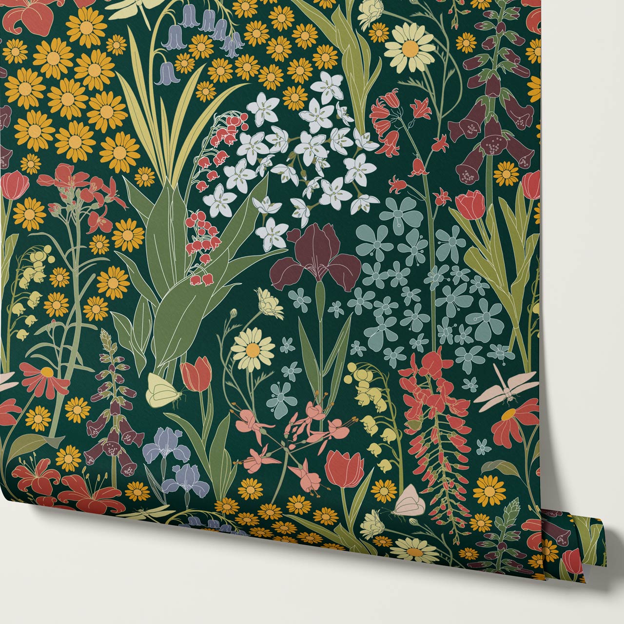 Kaira Secret Garden Slate Multicolor Wallpaper