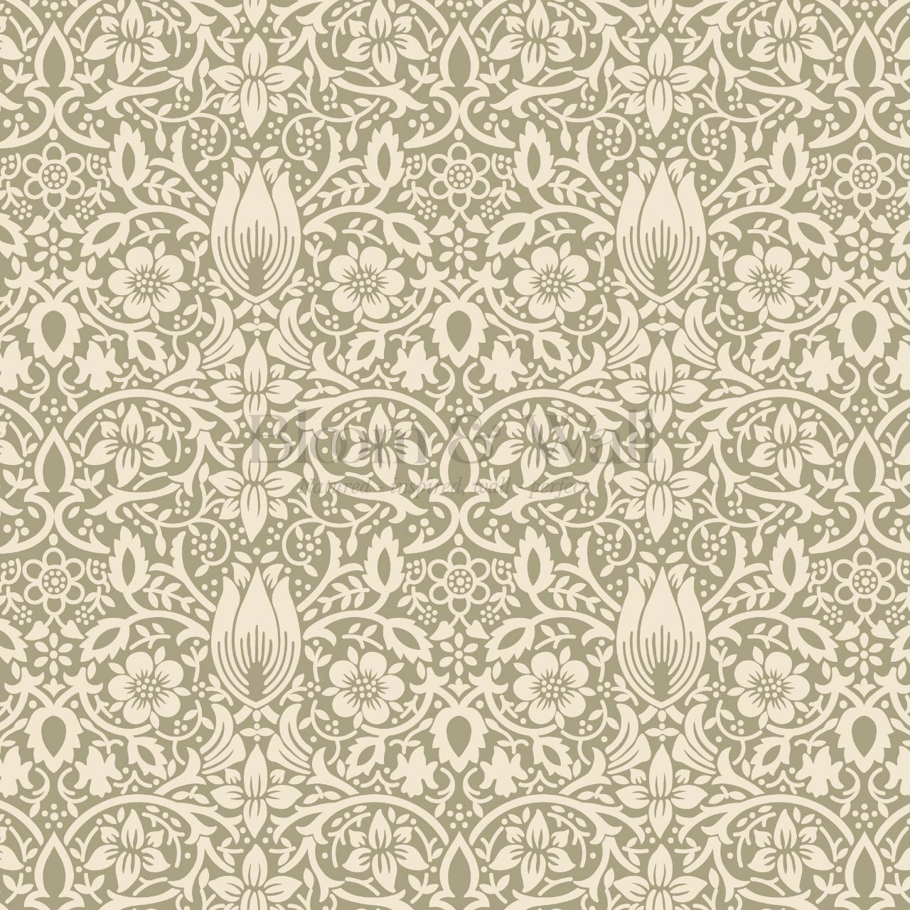 Kaja Borage Vintage Vines Sage Cream Wallpaper