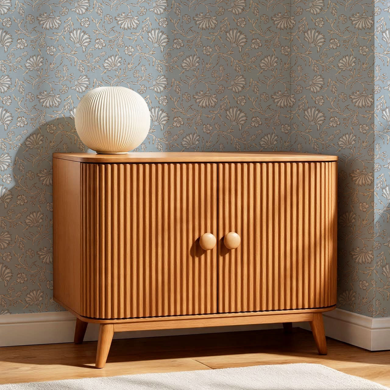 Kalami Floral Vintage Blue Wallpaper