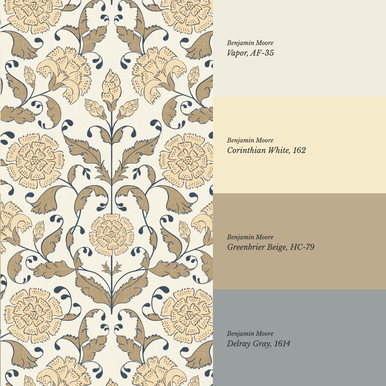 Kalpana Bloomery Peachy White and Tan Beige Wallpaper