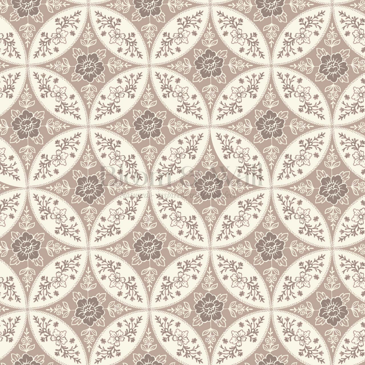 Katherine Silk Circles Rosewood Wallpaper