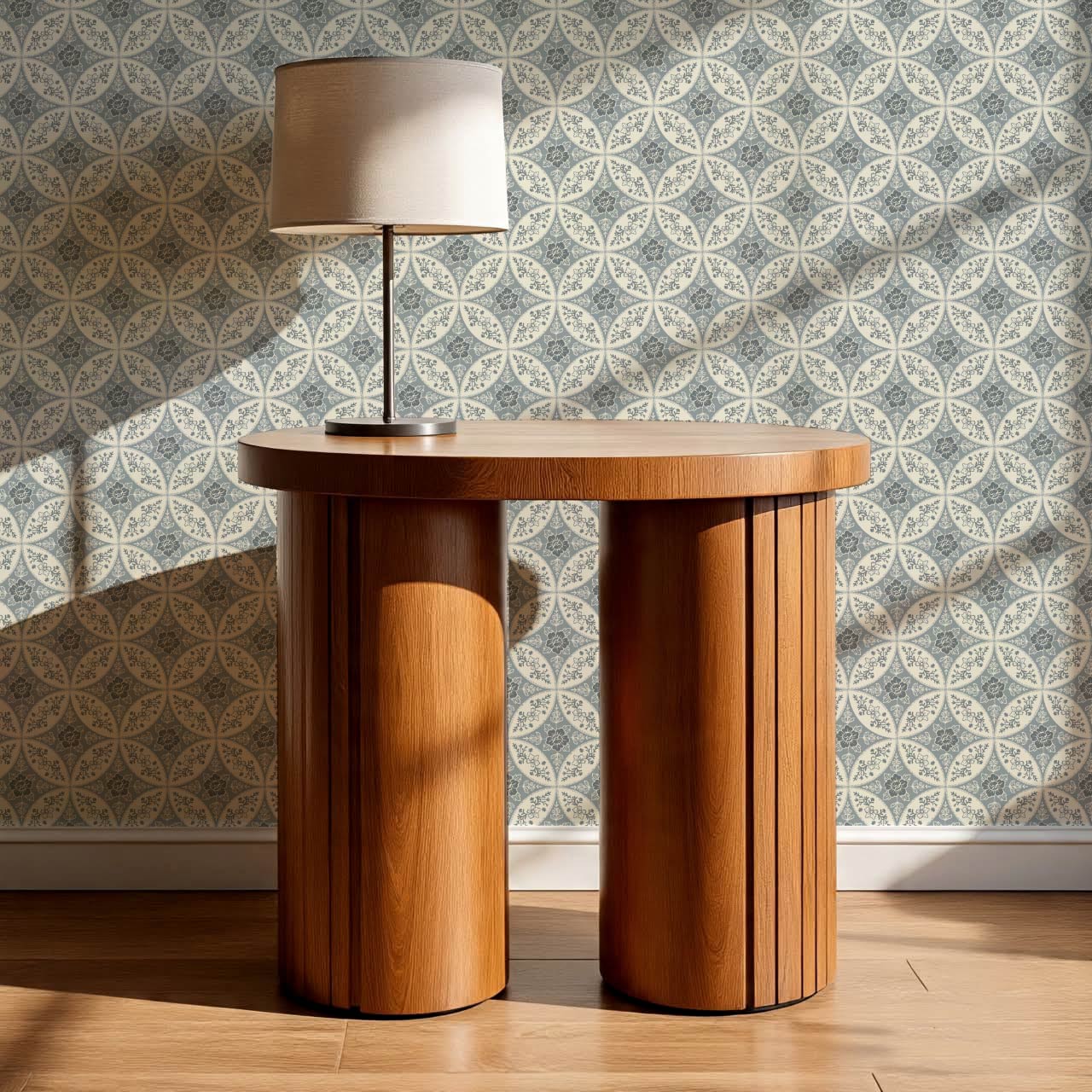 Katherine Silk Circles Manor Blue Wallpaper