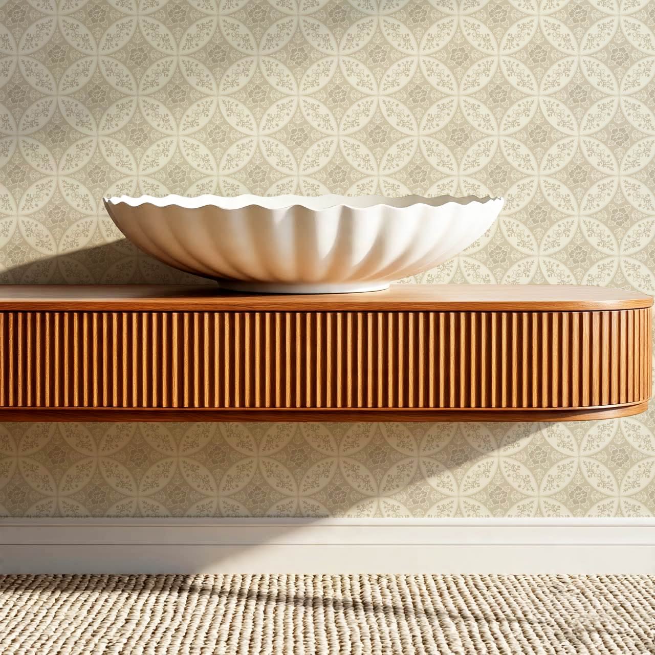 Katherine Silk Circles Limestone Wallpaper