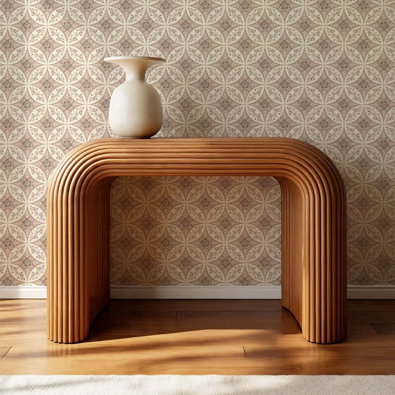 Katherine Silk Circles Rosewood Wallpaper