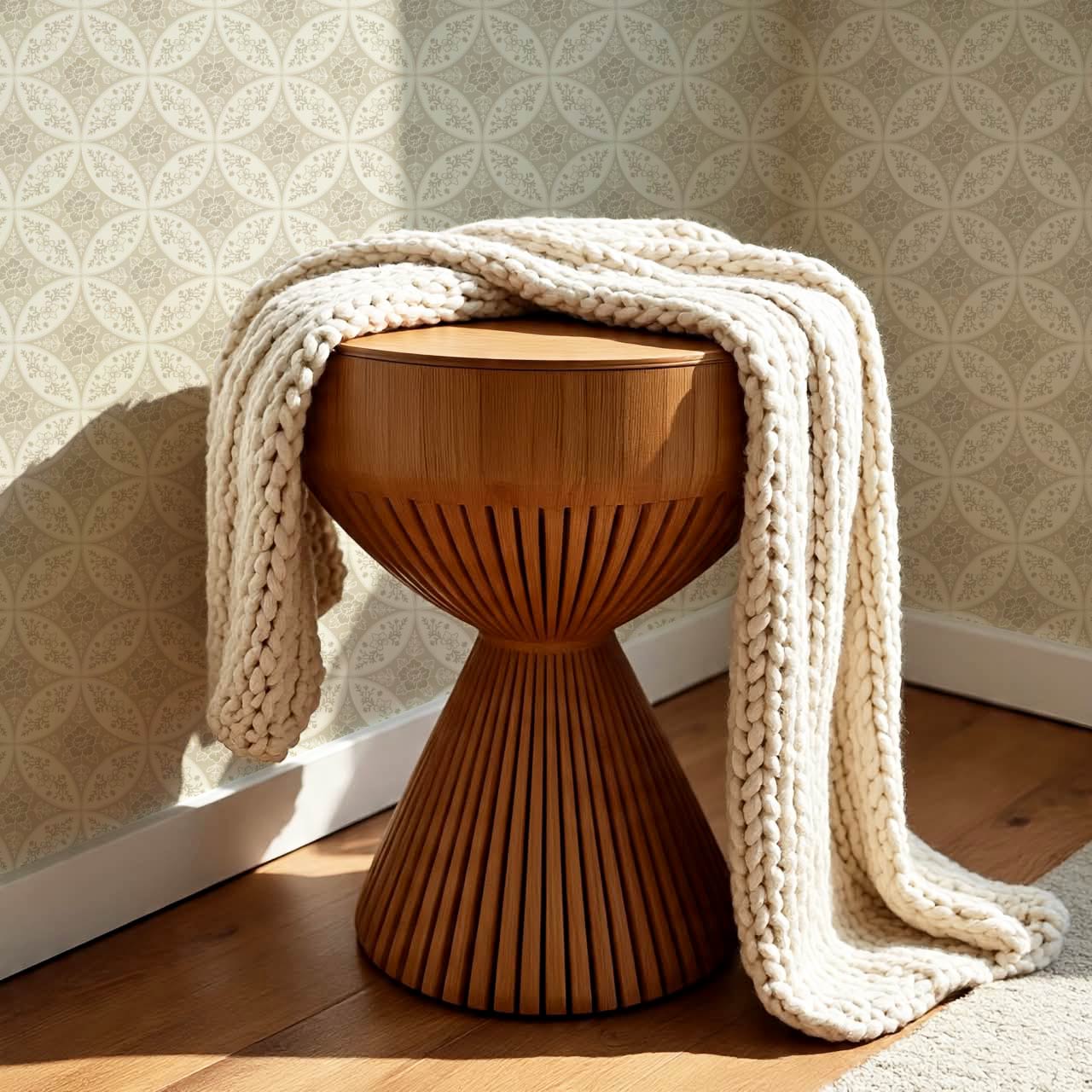 Katherine Silk Circles Limestone Wallpaper