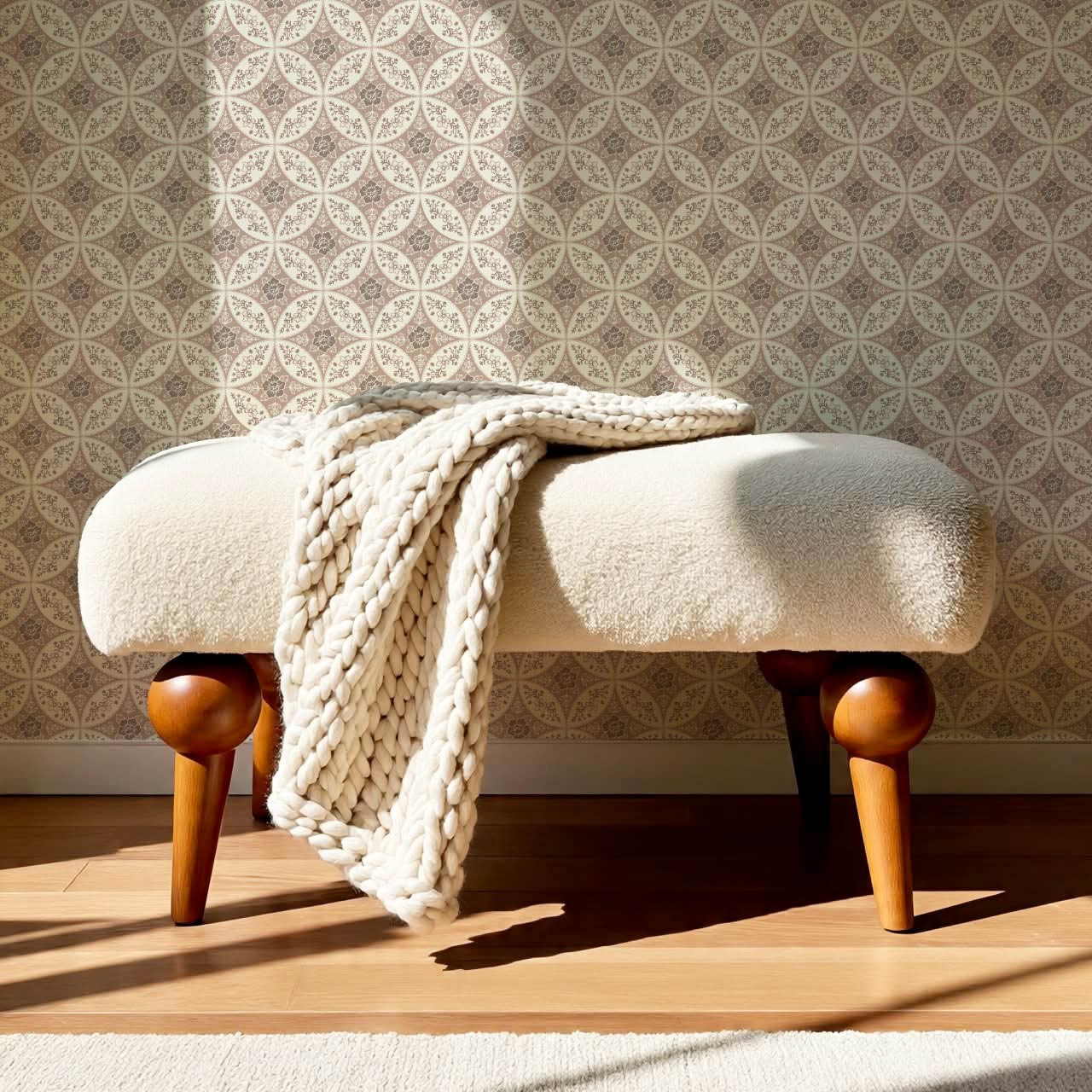 Katherine Silk Circles Rosewood Wallpaper