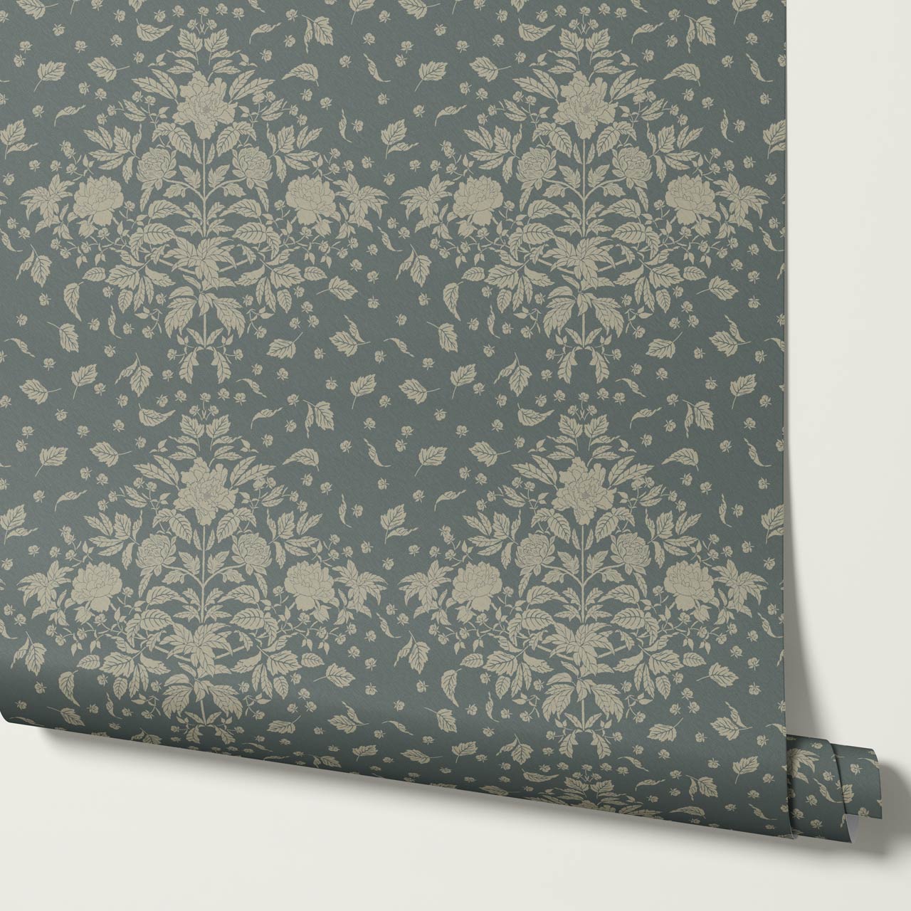 Kayla Tosssed Peonies Taupe Slate Wallpaper