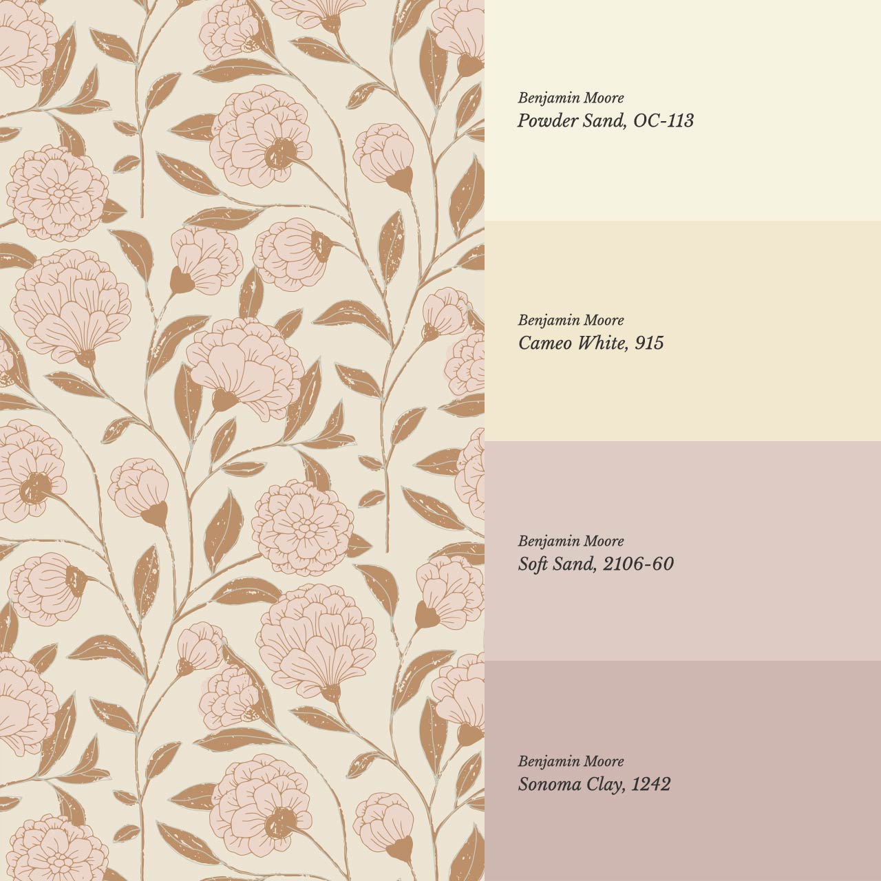 Kaylani Floral Vines Butter Blush Wallpaper