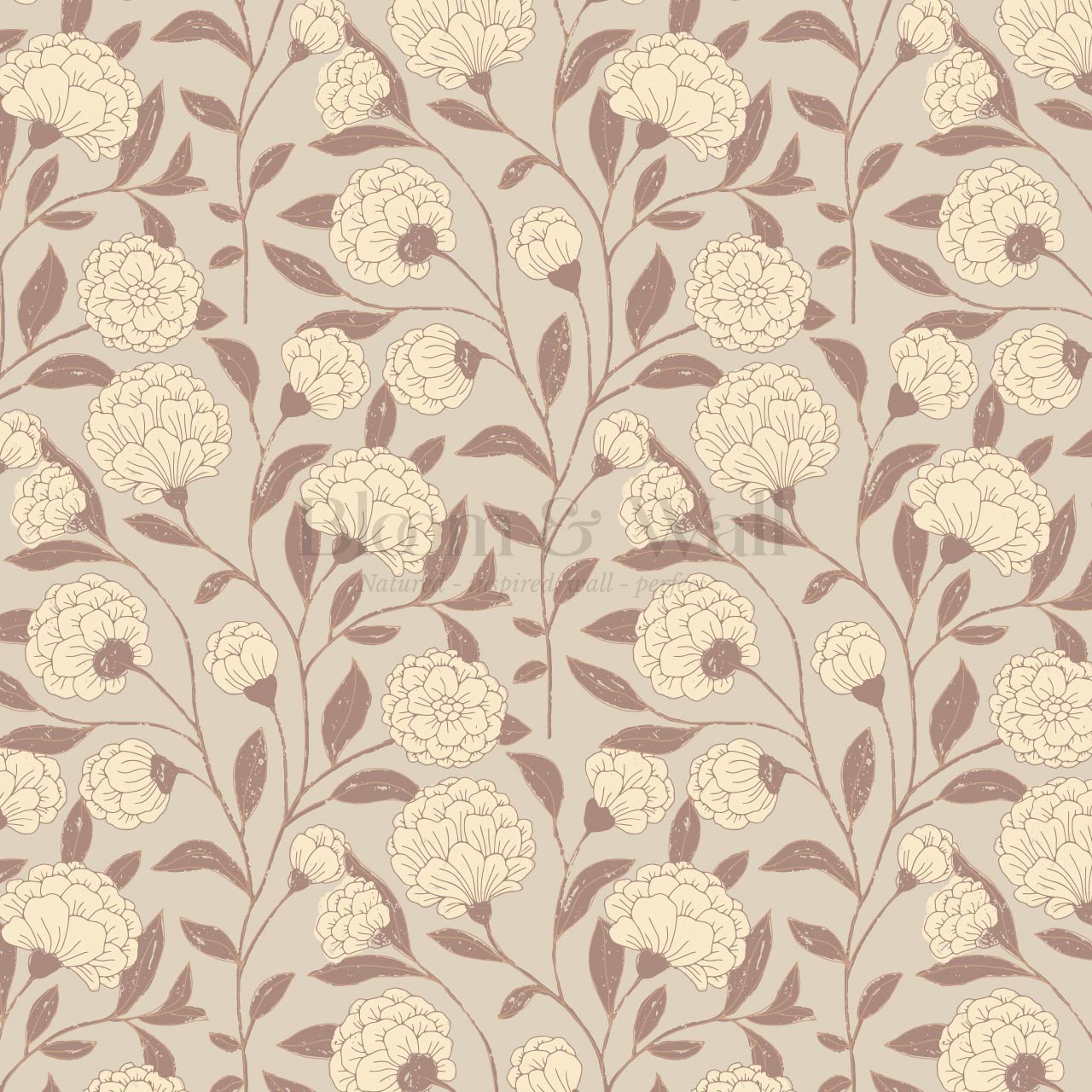 Kaylani Floral Vines Taupe Mocha Wallpaper