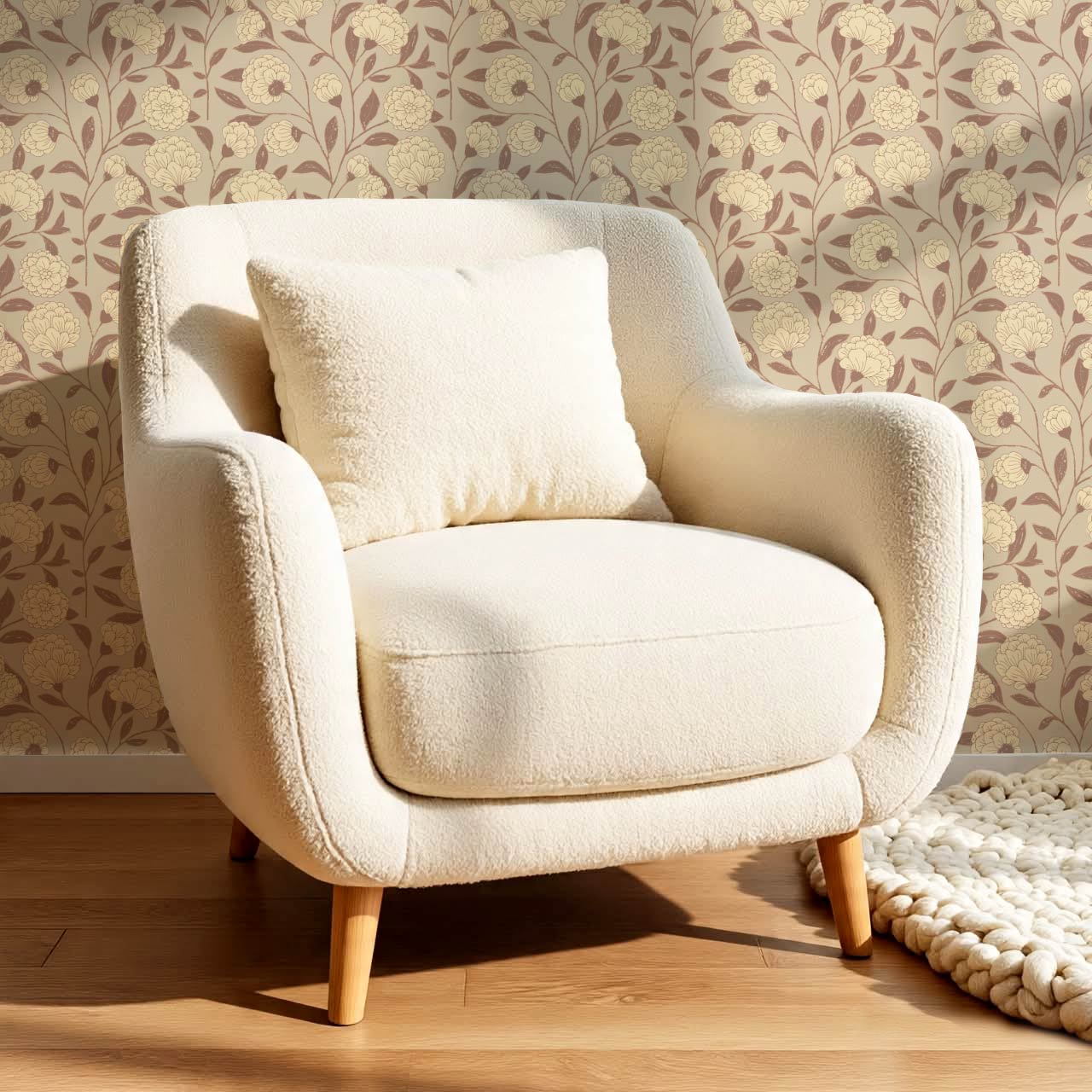 Kaylani Floral Vines Taupe Mocha Wallpaper