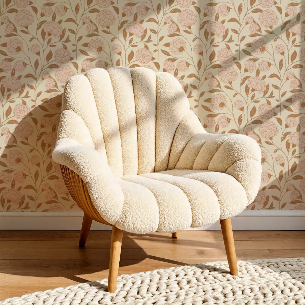 Kaylani Floral Vines Butter Blush Wallpaper