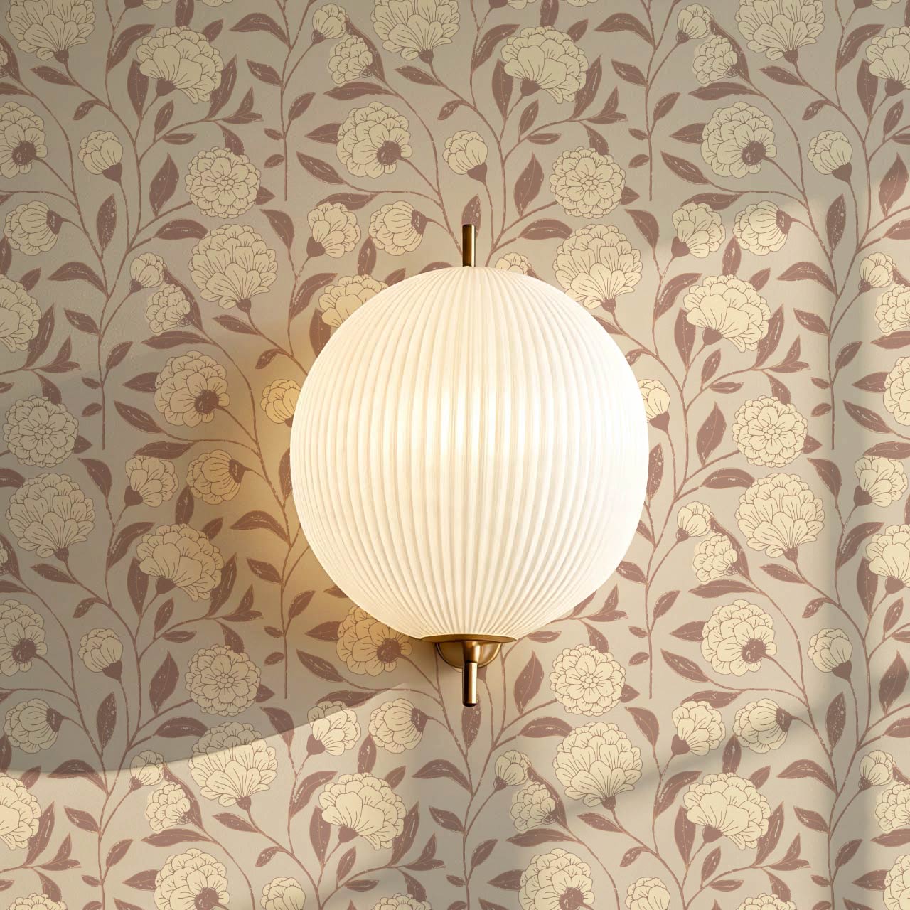 Kaylani Floral Vines Taupe Mocha Wallpaper