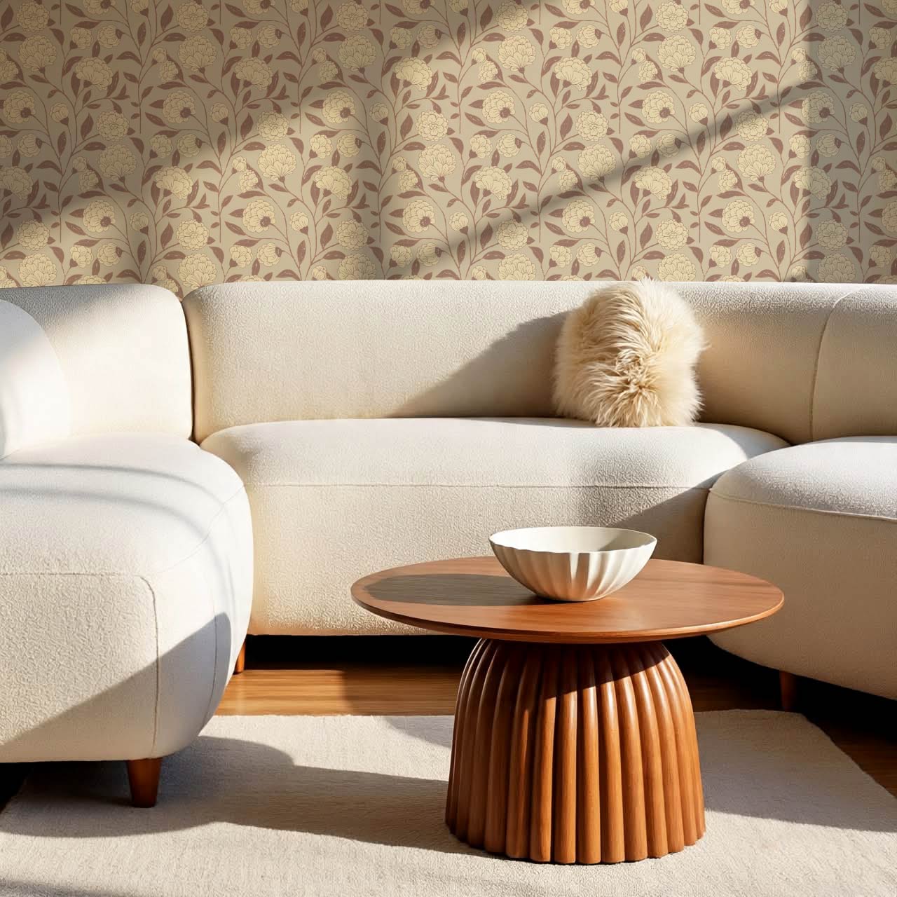 Kaylani Floral Vines Taupe Mocha Wallpaper