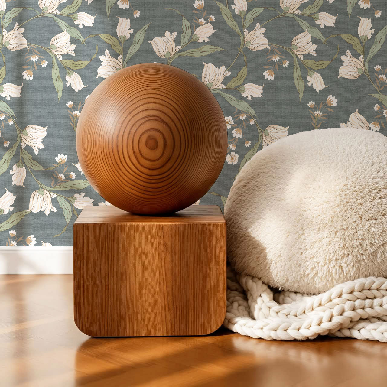 Kehlani Dancing Tulips Slate Wallpaper