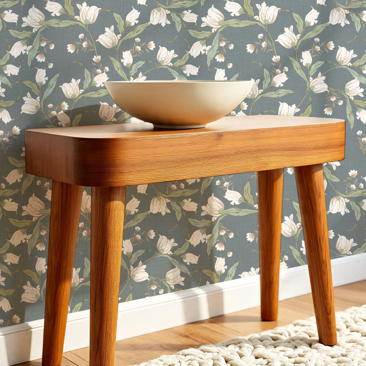 Kehlani Dancing Tulips Slate Wallpaper