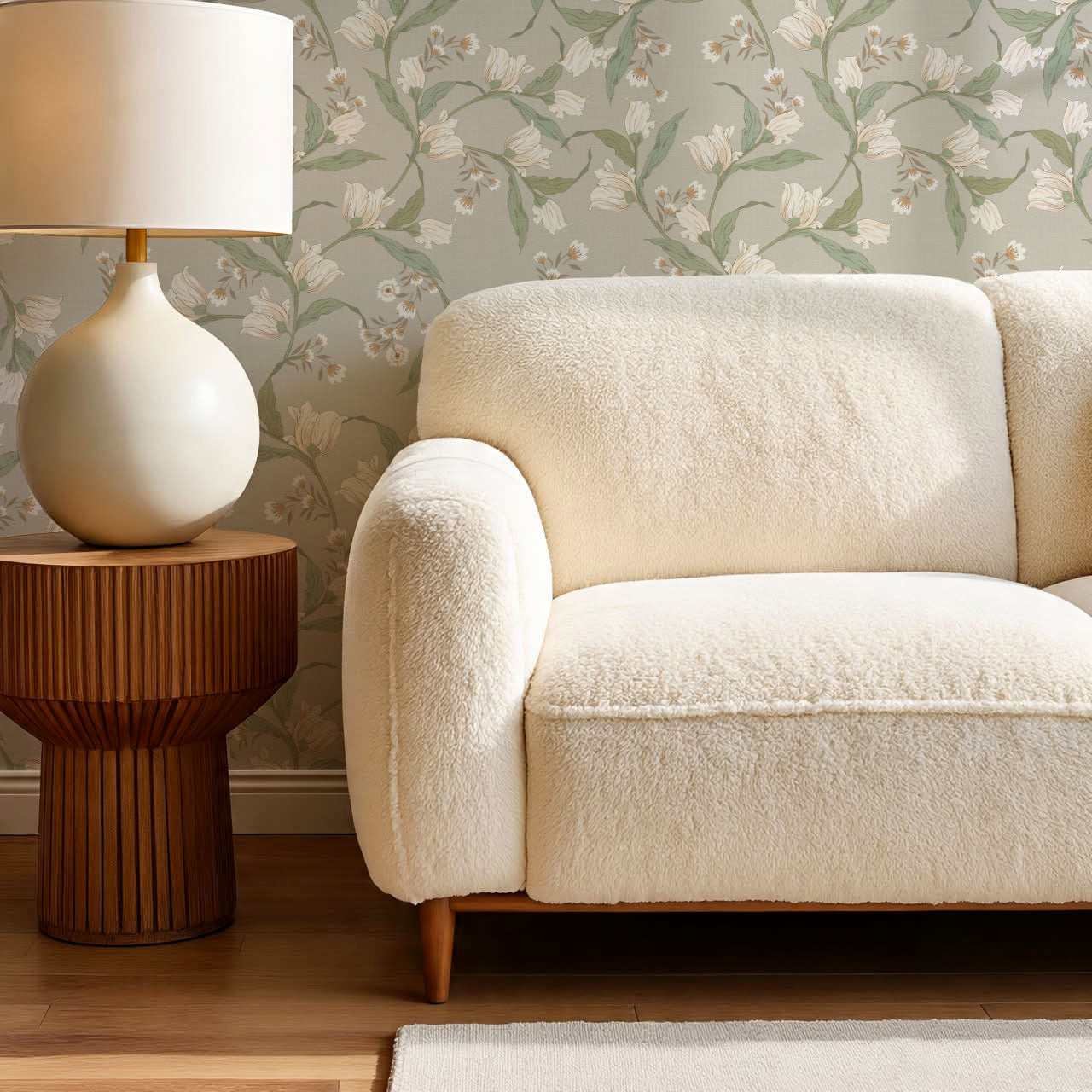 Kehlani Dancing Tulips Taupe Coral Wallpaper