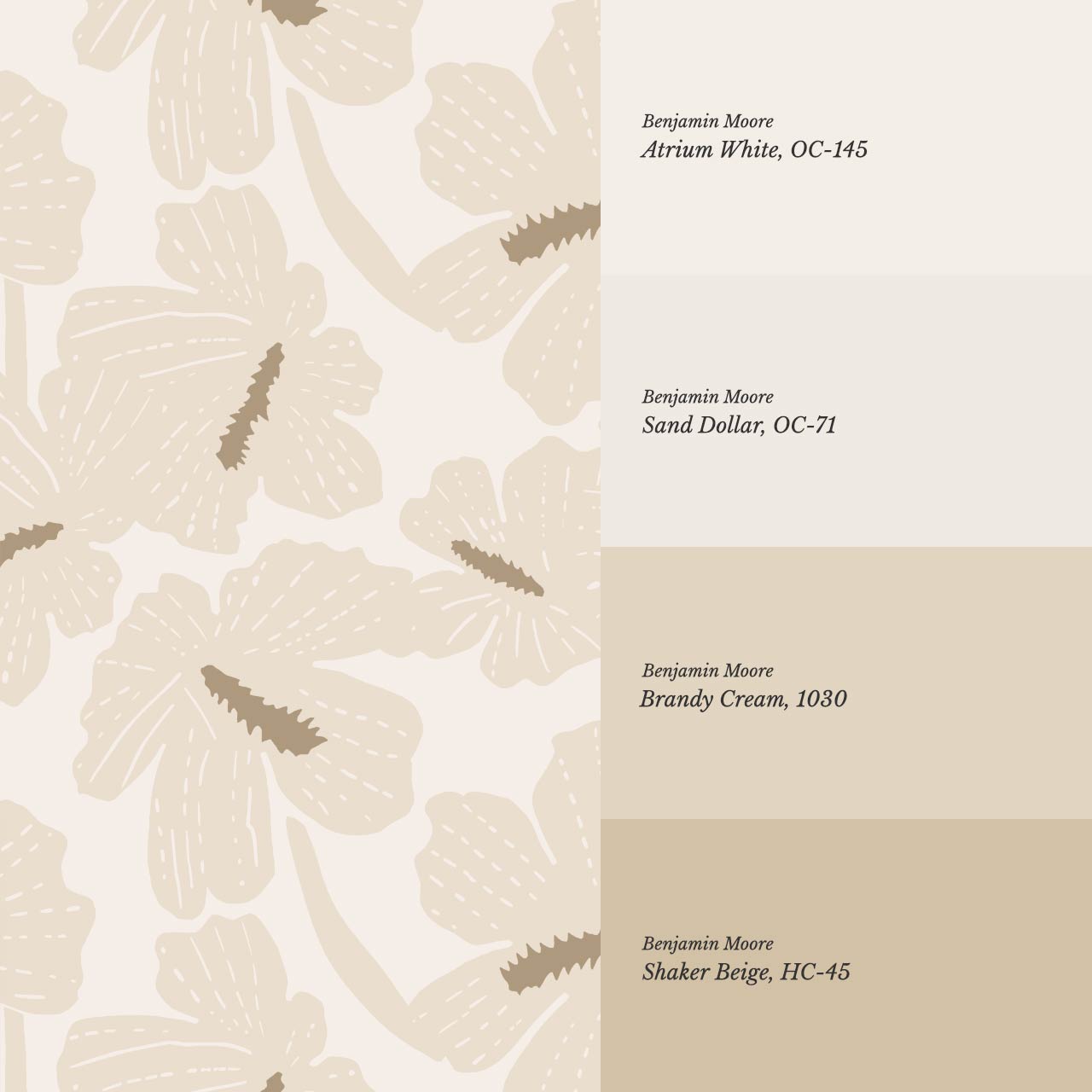 Kennedy Hibiscus Neutral Wallpaper