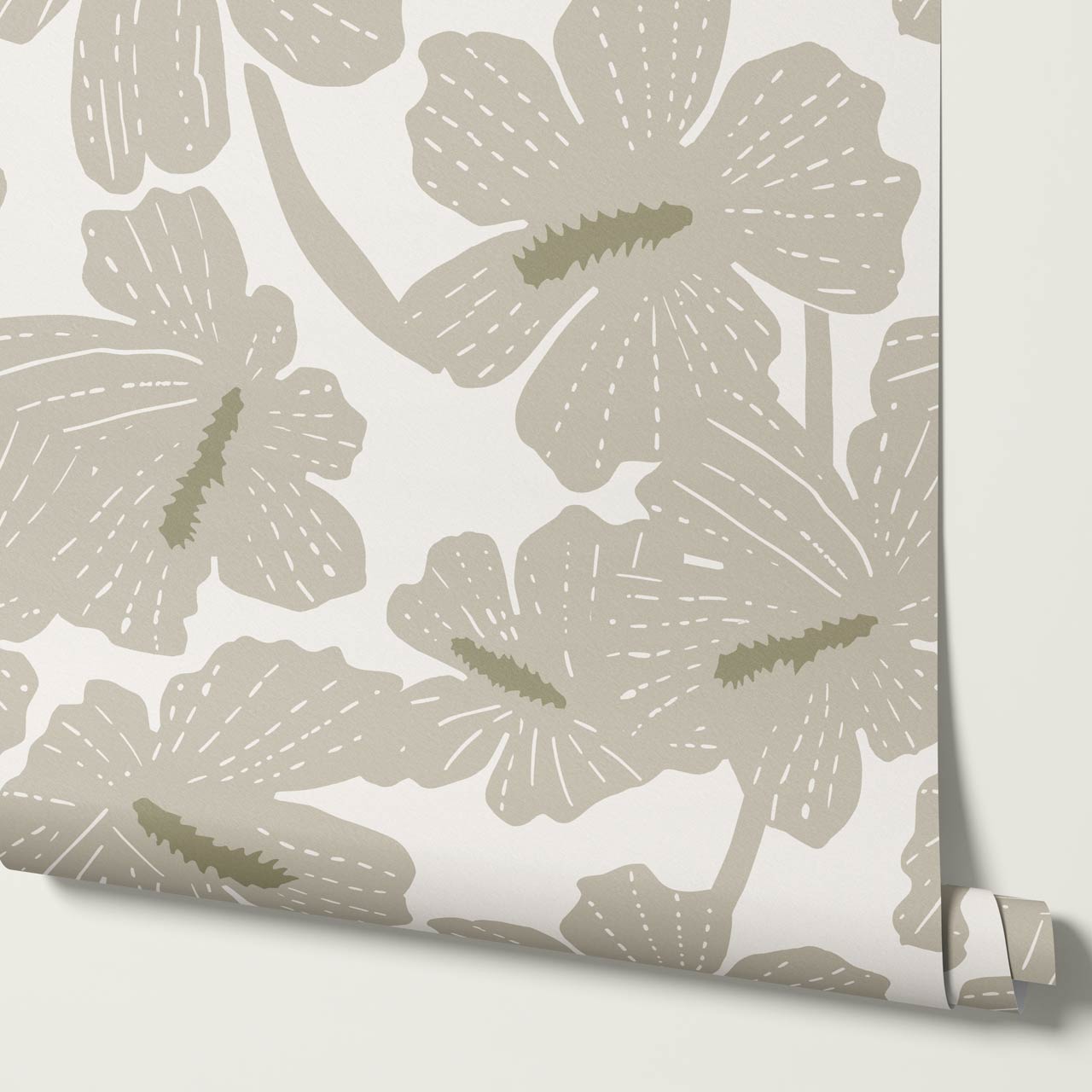 Kennedy Hibiscus French Slate Wallpaper