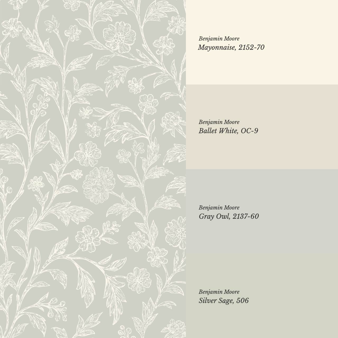 Kiki Trailing Floral Soft Olive Ivory Wallpaper