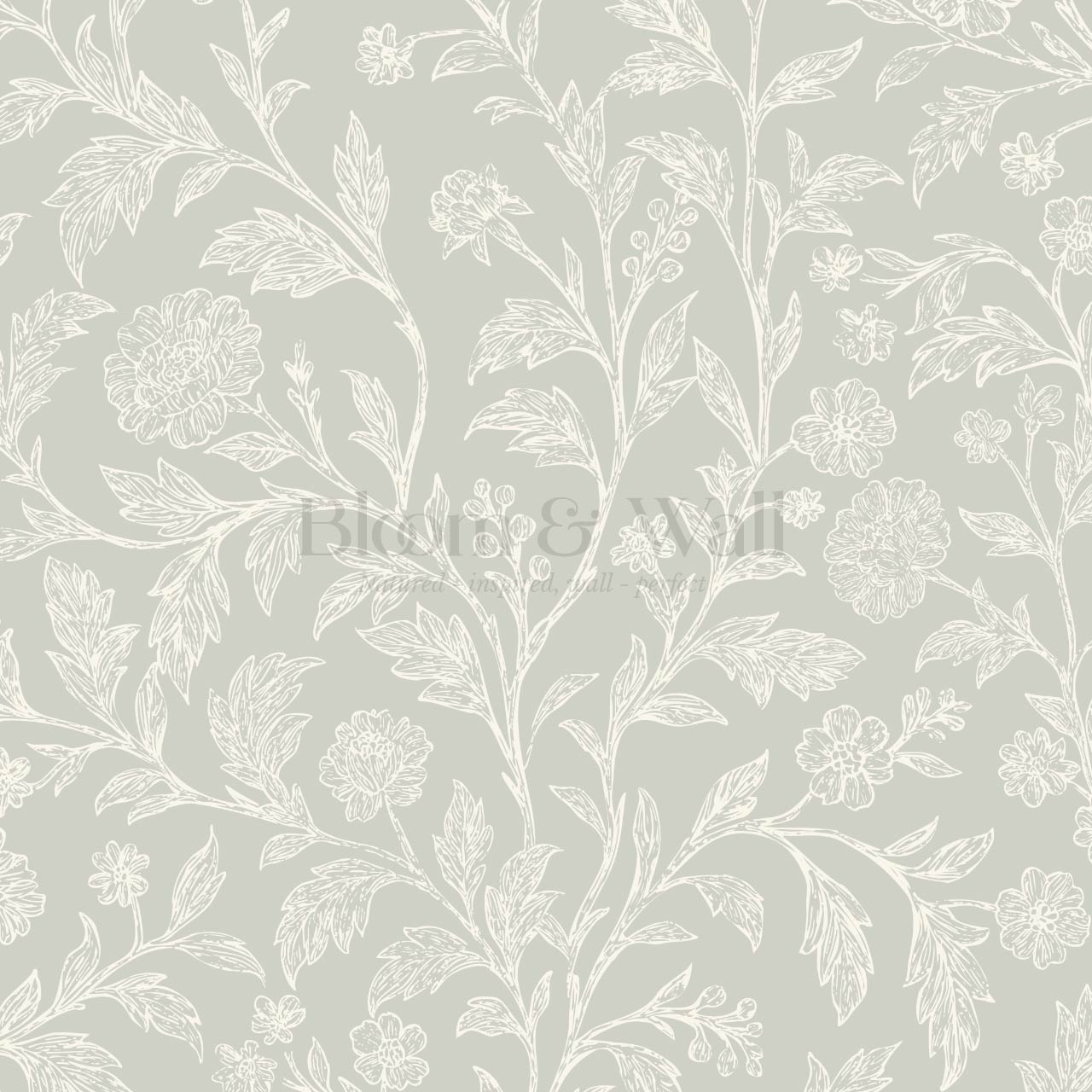 Kiki Trailing Floral Soft Olive Ivory Wallpaper