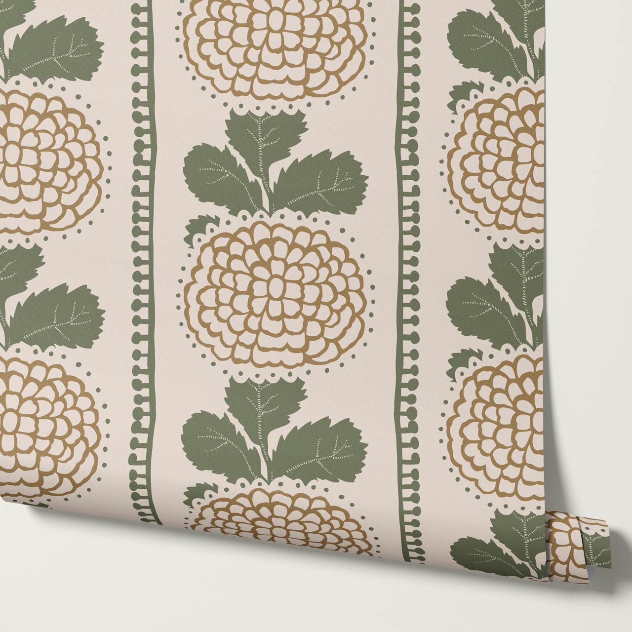 Kimberly Folka Bloom Stripes Tawny Forest Wallpaper