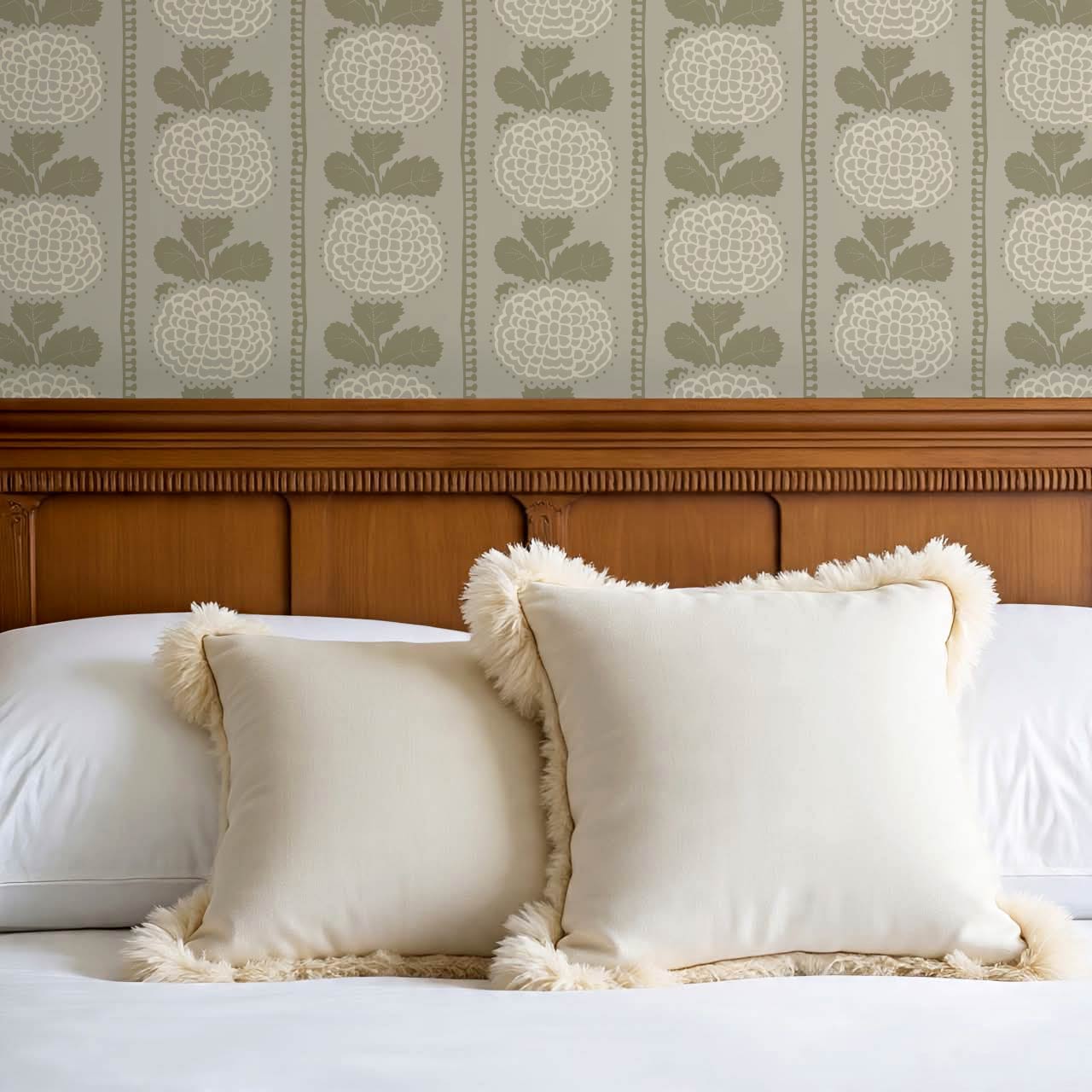 Kimberly Folka Bloom Stripes Olive Wallpaper