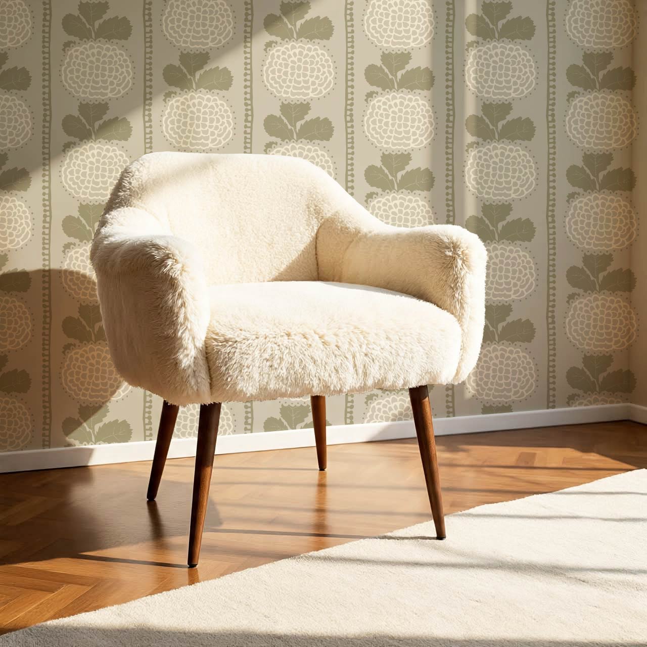 Kimberly Folka Bloom Stripes Olive Wallpaper