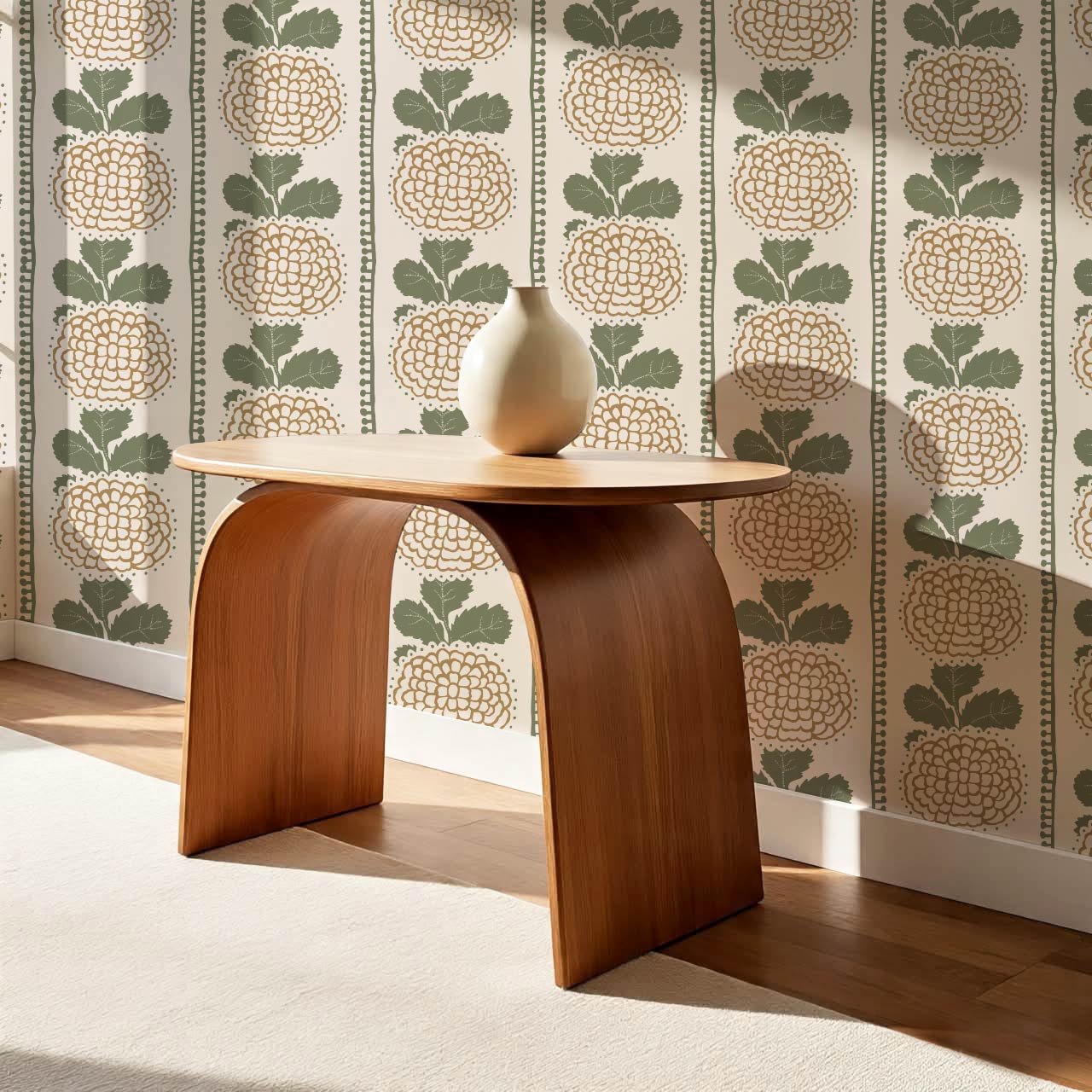 Kimberly Folka Bloom Stripes Tawny Forest Wallpaper