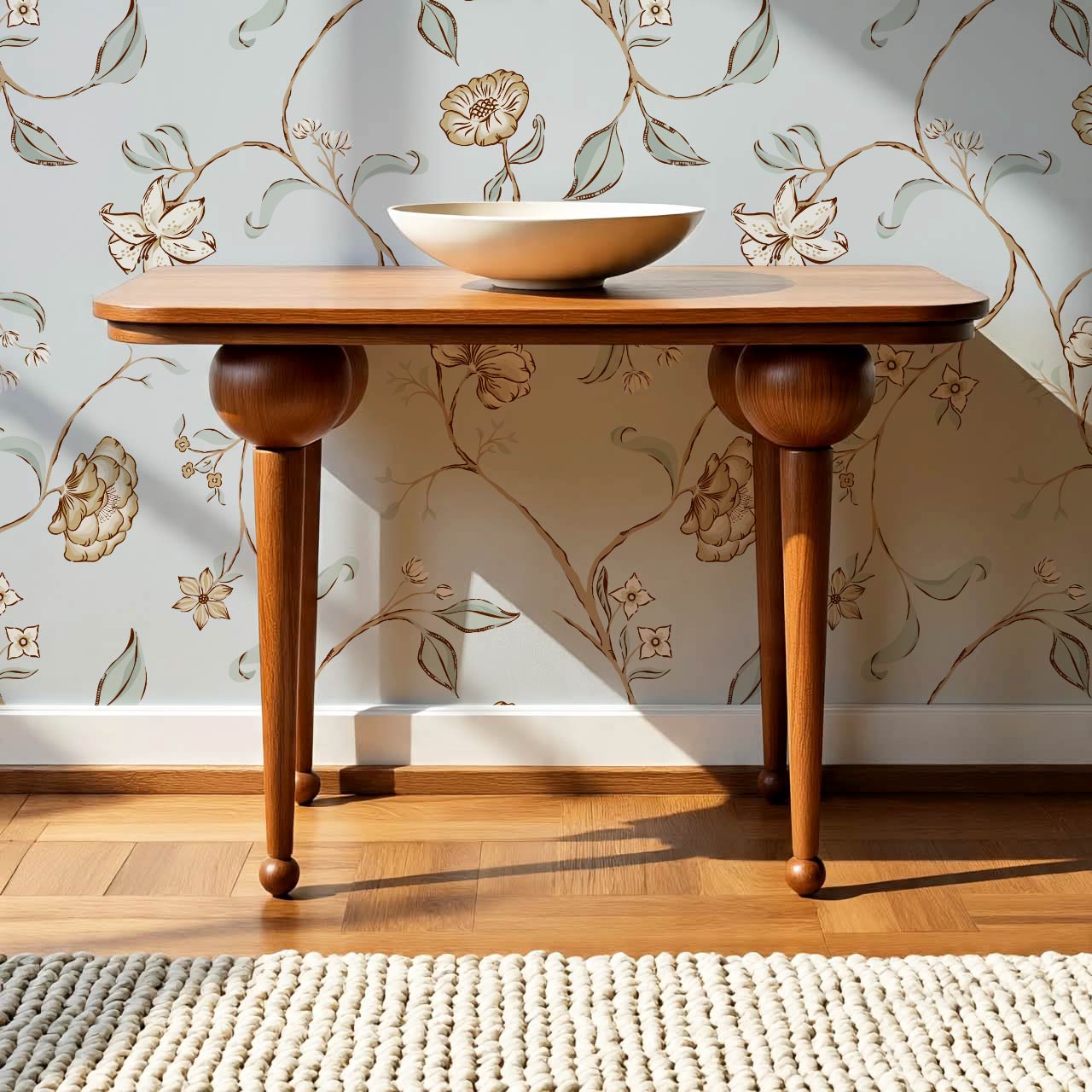 Kinnette Whimsical Floral Chinoiserie Dove Blue Wallpaper
