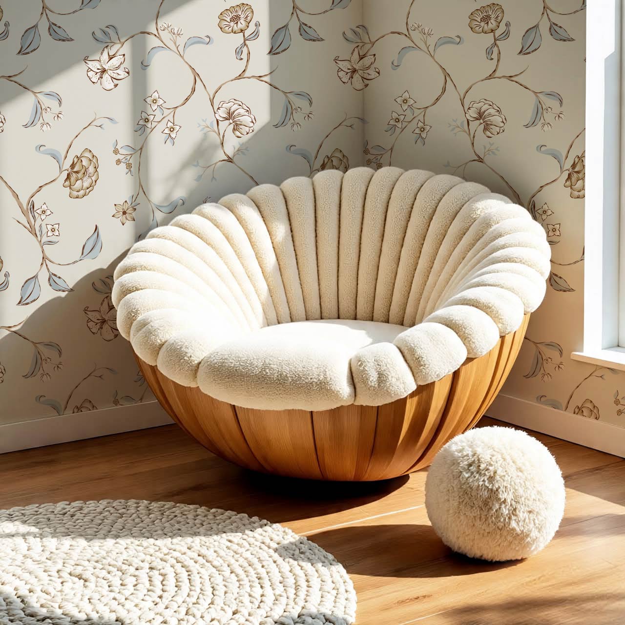 Kinnette Whimsical Floral Chinoiserie Taupe French Blue Wallpaper