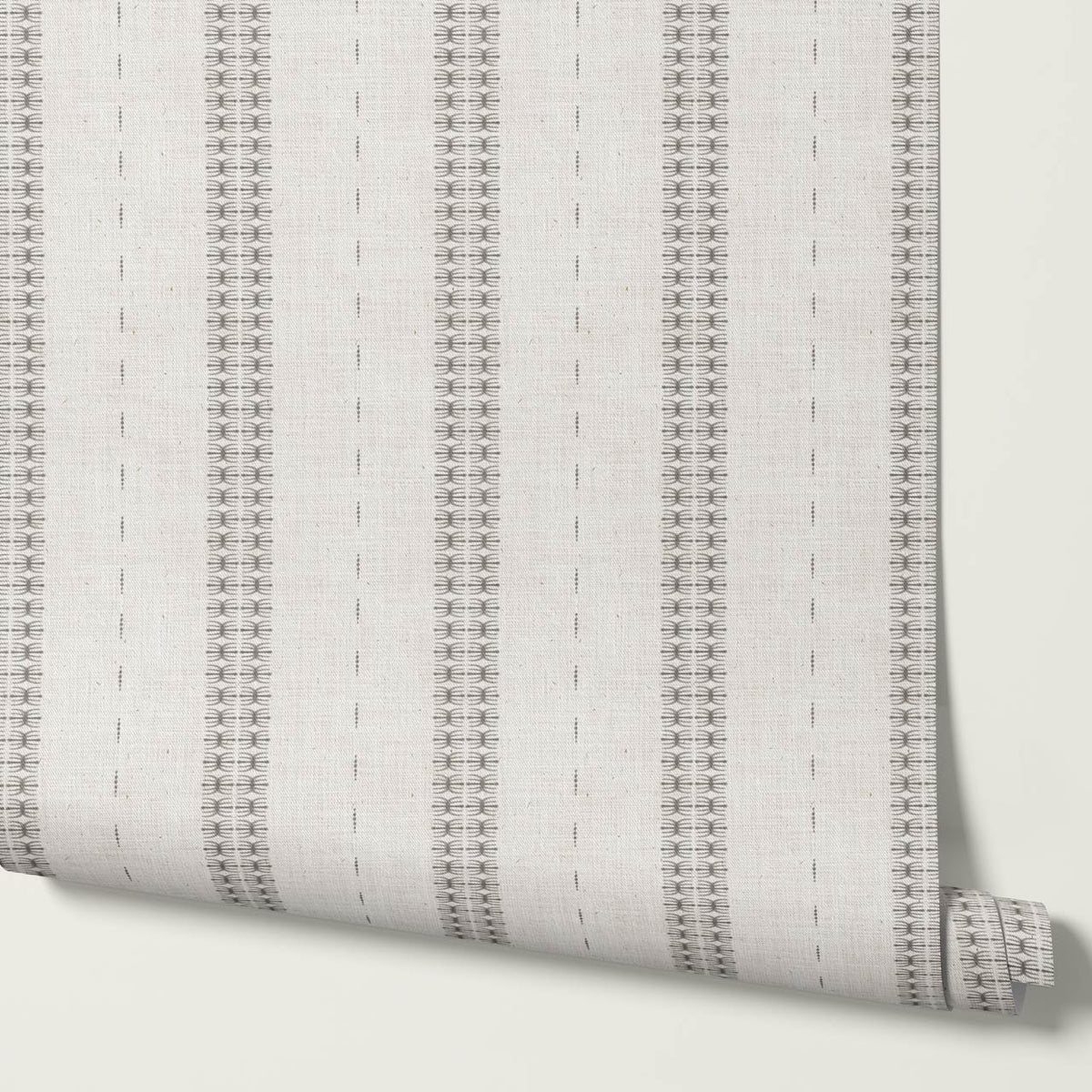 Kitianna Loom Stripe Charcoal Bone Wallpaper
