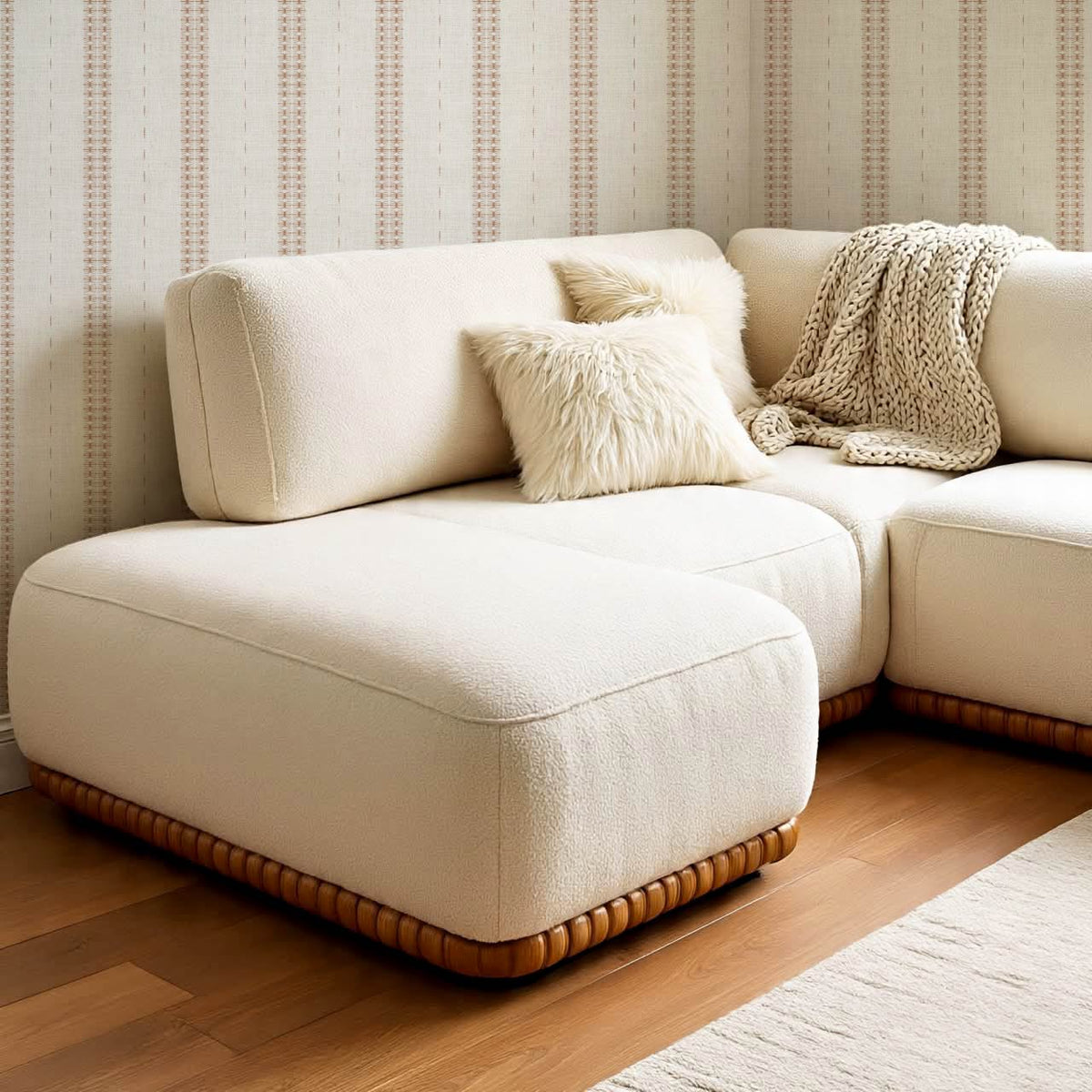 Kitianna Loom Stripe Wet Clay Bone Wallpaper
