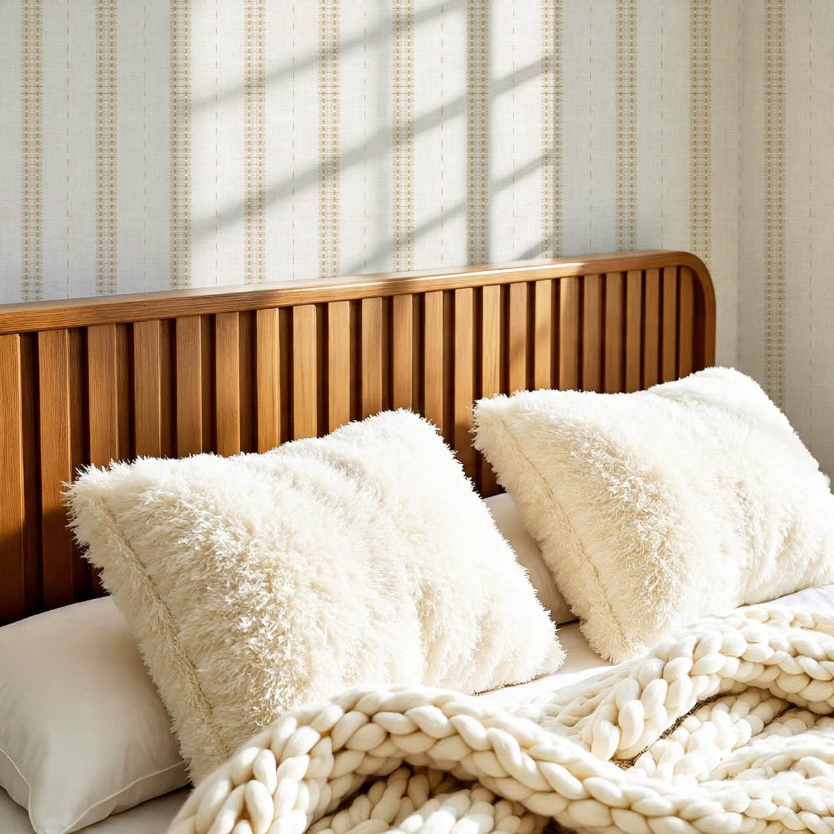 Kitianna Loom Stripe Honey Bone Wallpaper
