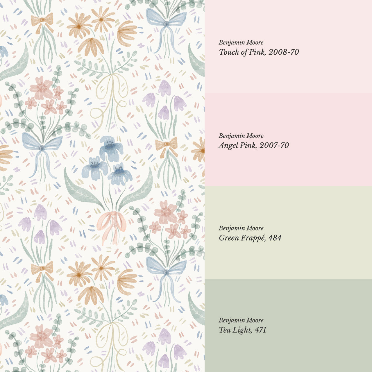 Laila Meadow Bows & Blooms Blue Wallpaper