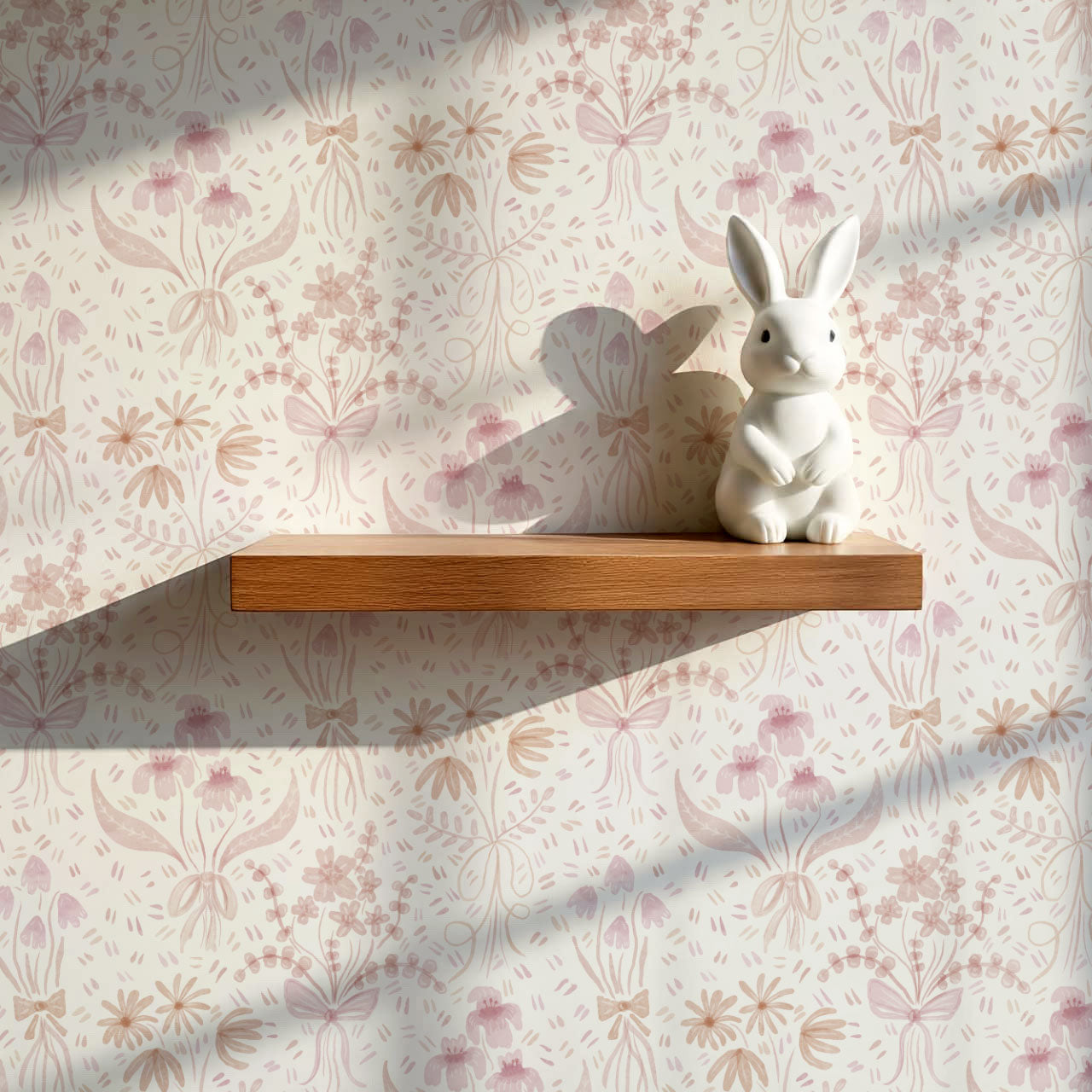 Laila Meadow Bows & Blooms Blush Wallpaper