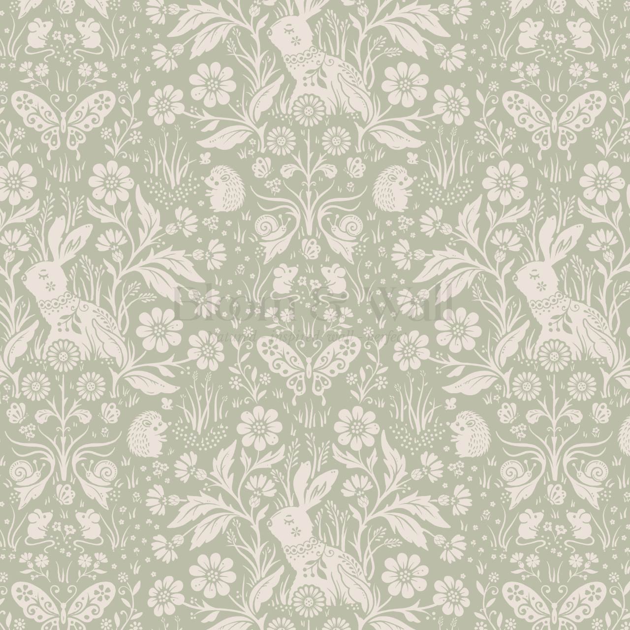 Laima Midsummer Garden Sage Ivory Wallpaper