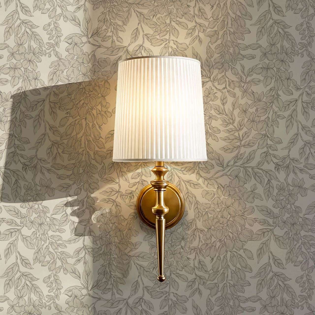 Laine Wisteria Vines Feather Gray Wallpaper