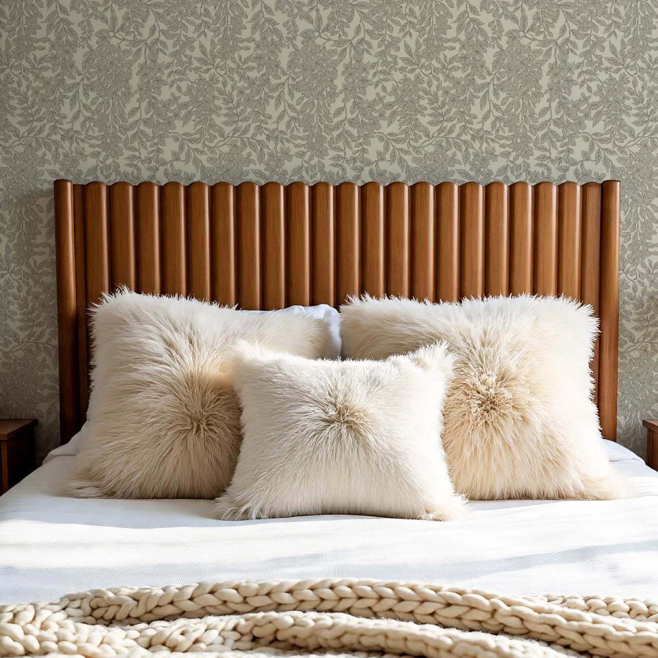 Laine Wisteria Vines Olive Stone Wallpaper