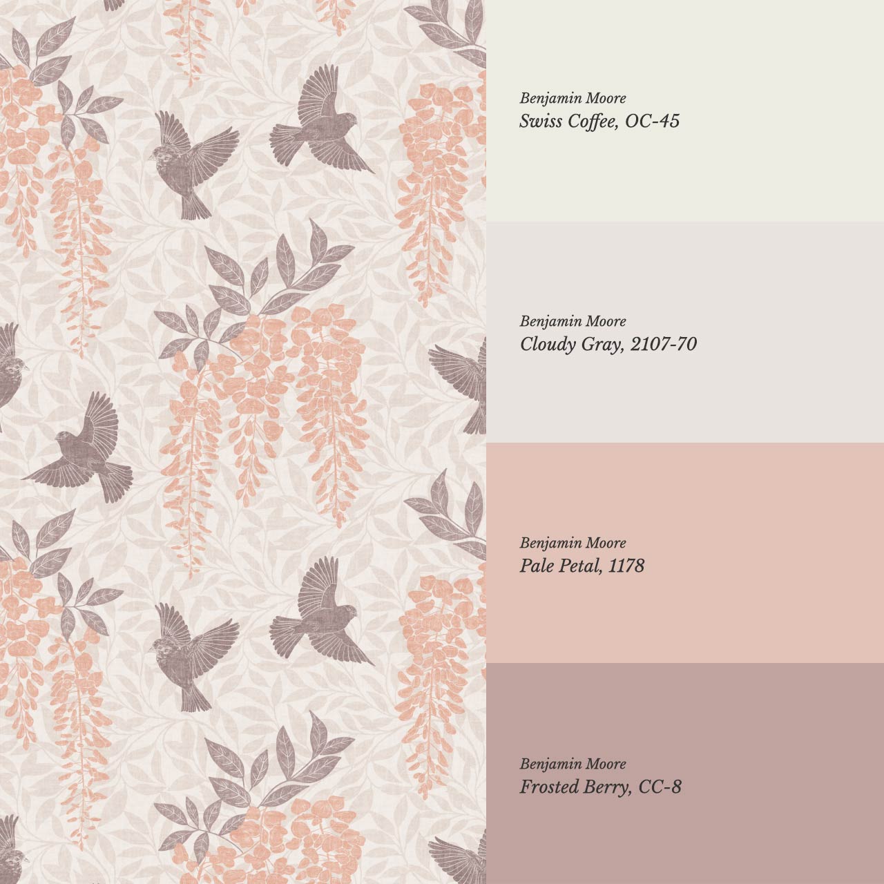Larissa Wisteria Blooms Coral Taupe Wallpaper