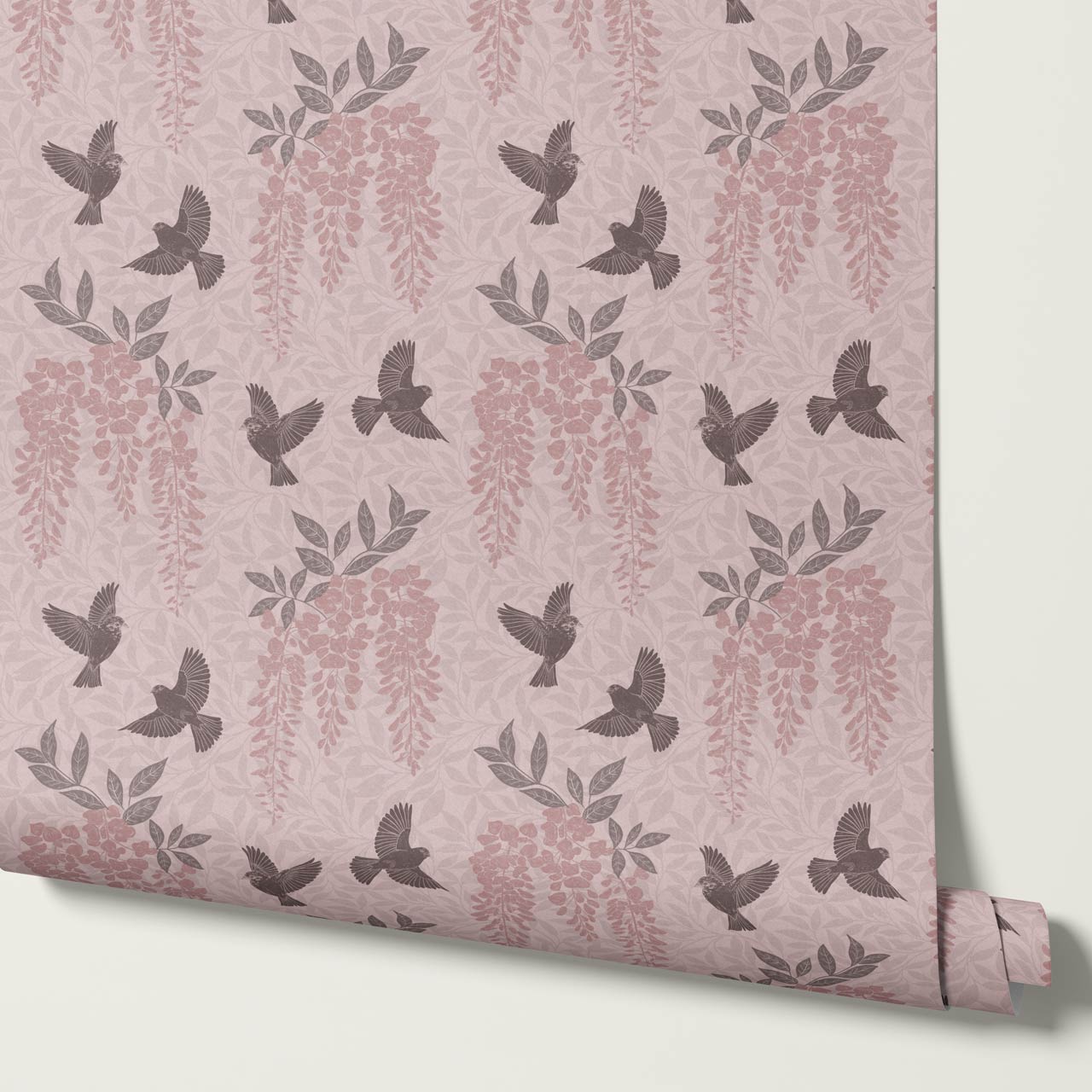 Larissa Wisteria Blooms Mauve Brown Wallpaper